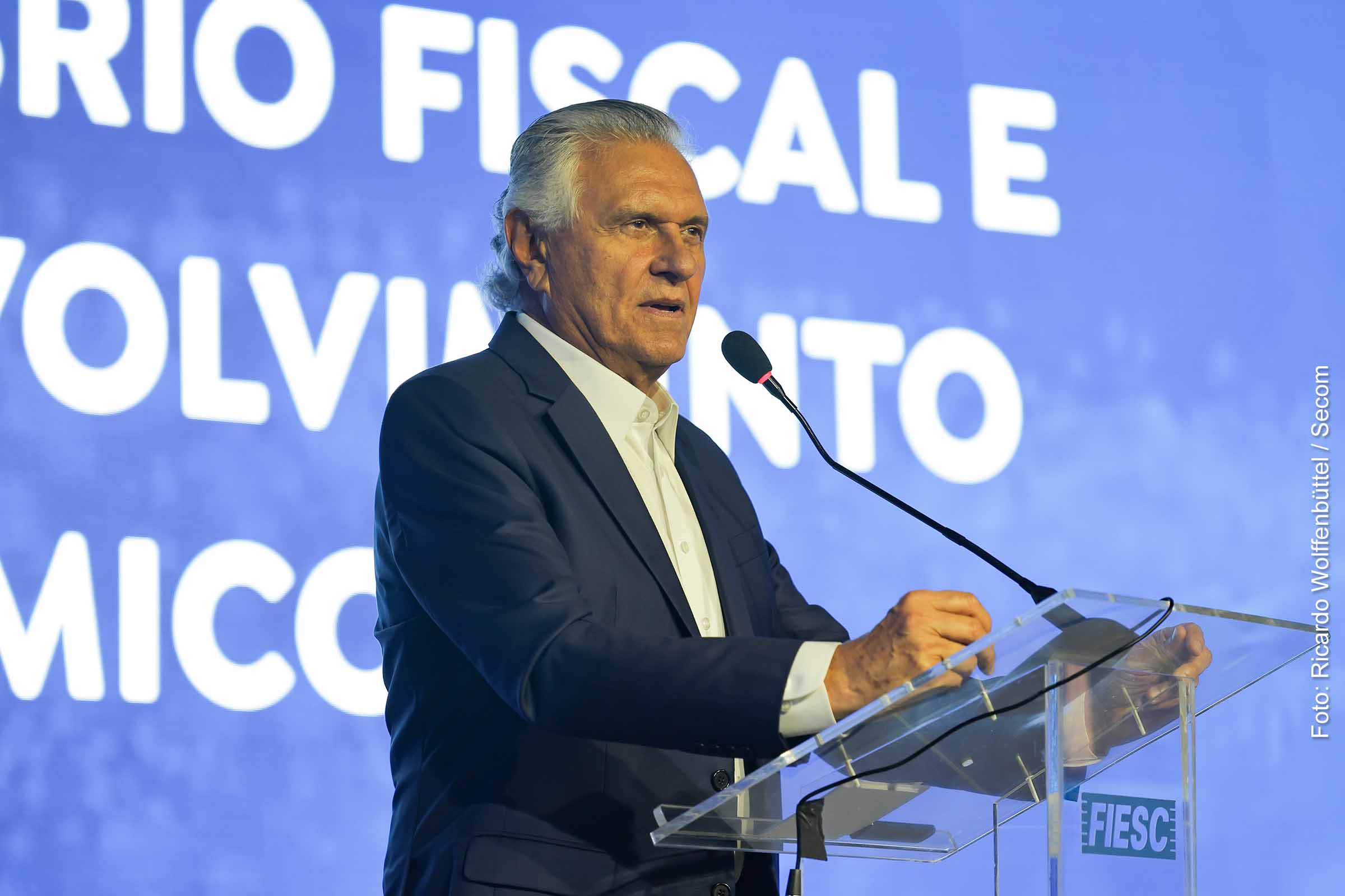 Governador de Goiás, Ronaldo Caiado, após encontro com o ministro da Fazenda, Fernando Haddad, em Brasília. A condenação de Caiado não afeta o seu mandato atual, que vai até 2026, mas pode afetar pretensa candidatura à presidente da República.