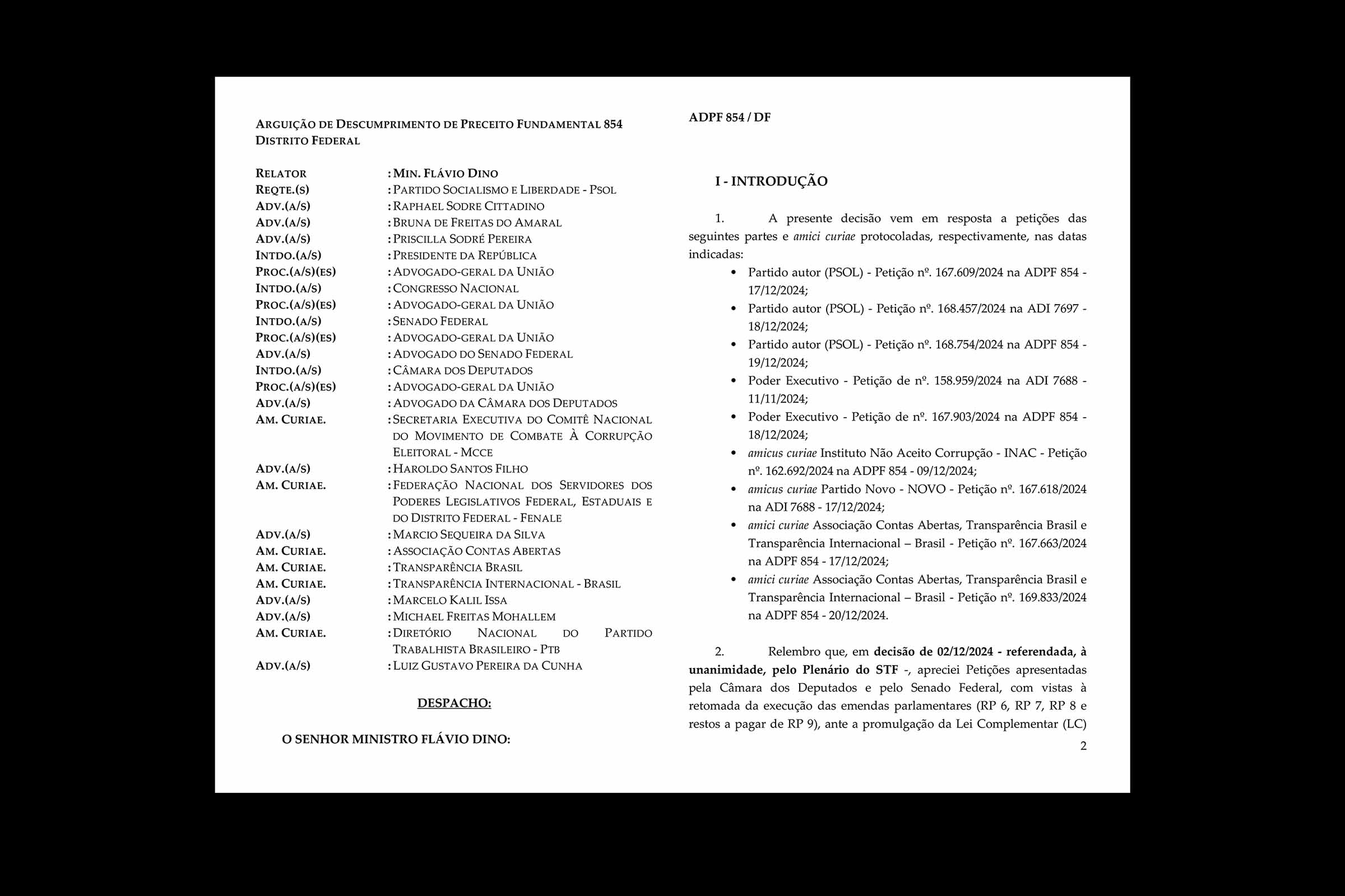 Ministro do STF Flávio Dino reforça critérios de transparência e rastreabilidade em execução de emendas parlamentares e lista possíveis crimes