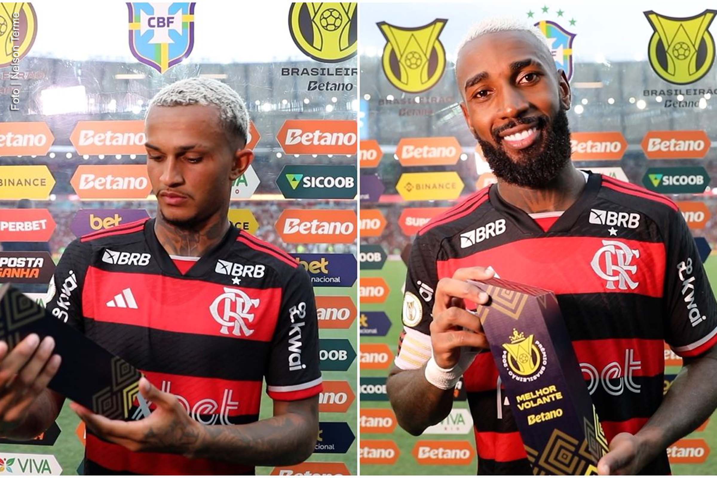 O lateral-direito Wesley e o volante Gerson, ambos do Flamengo, foram reconhecidos e receberam troféus por sua inclusão na Seleção do Brasileirão Betano 2024. A cerimônia ocorreu no domingo (8), após a partida contra o Vitória, no Maracanã, válida pela última rodada do campeonato. Ambos os atletas expressaram satisfação com o reconhecimento.
