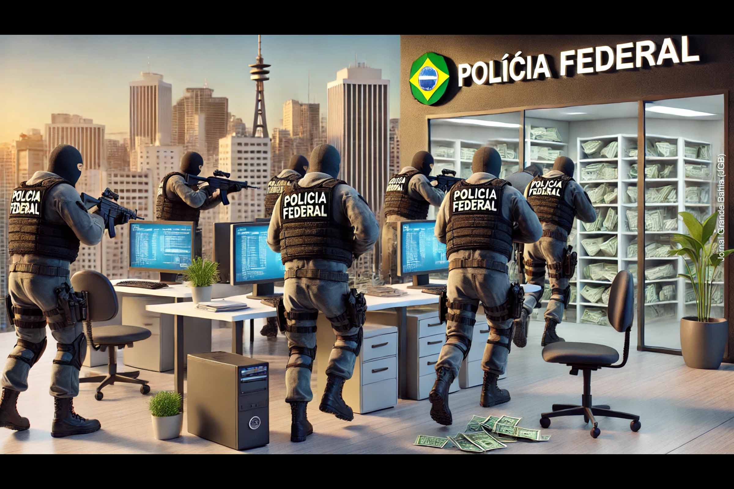 Ação da Polícia Federal cumpre mandados de busca e prisão em três cidades para combater esquema de fraudes bancárias. Investigação apura prejuízo de R$ 240 mil.