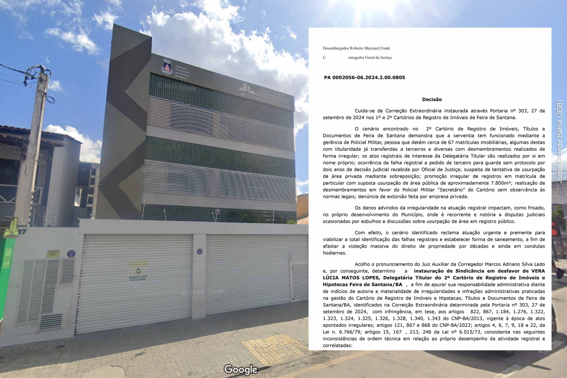 A Justiça da Bahia determinou intervenção imediata no 2º Cartório de Registro de Imóveis de Feira de Santana, após identificar fraudes em registros imobiliários, tentativa de usurpação de terras e suspeitas de extorsão. A delegatária titular foi afastada, e um interventor foi nomeado para administrar a unidade. A sindicância terá duração de 60 dias, podendo resultar na perda definitiva da delegação e sanções criminais aos envolvidos.