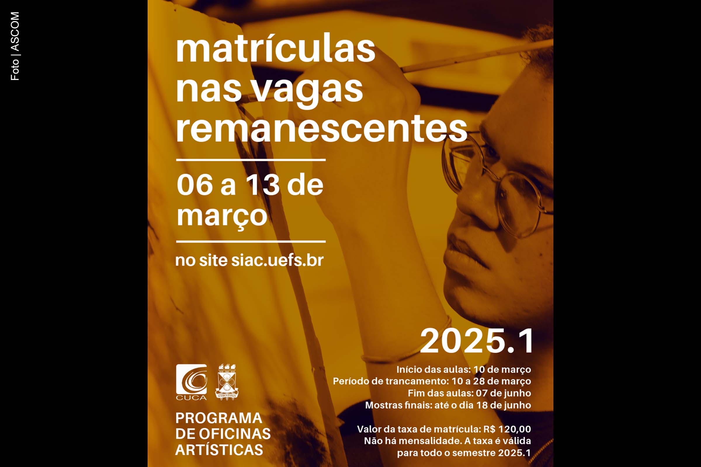 Feira de Santana: CUCA abre matrículas em mais de 800 vagas para oficinas artísticas