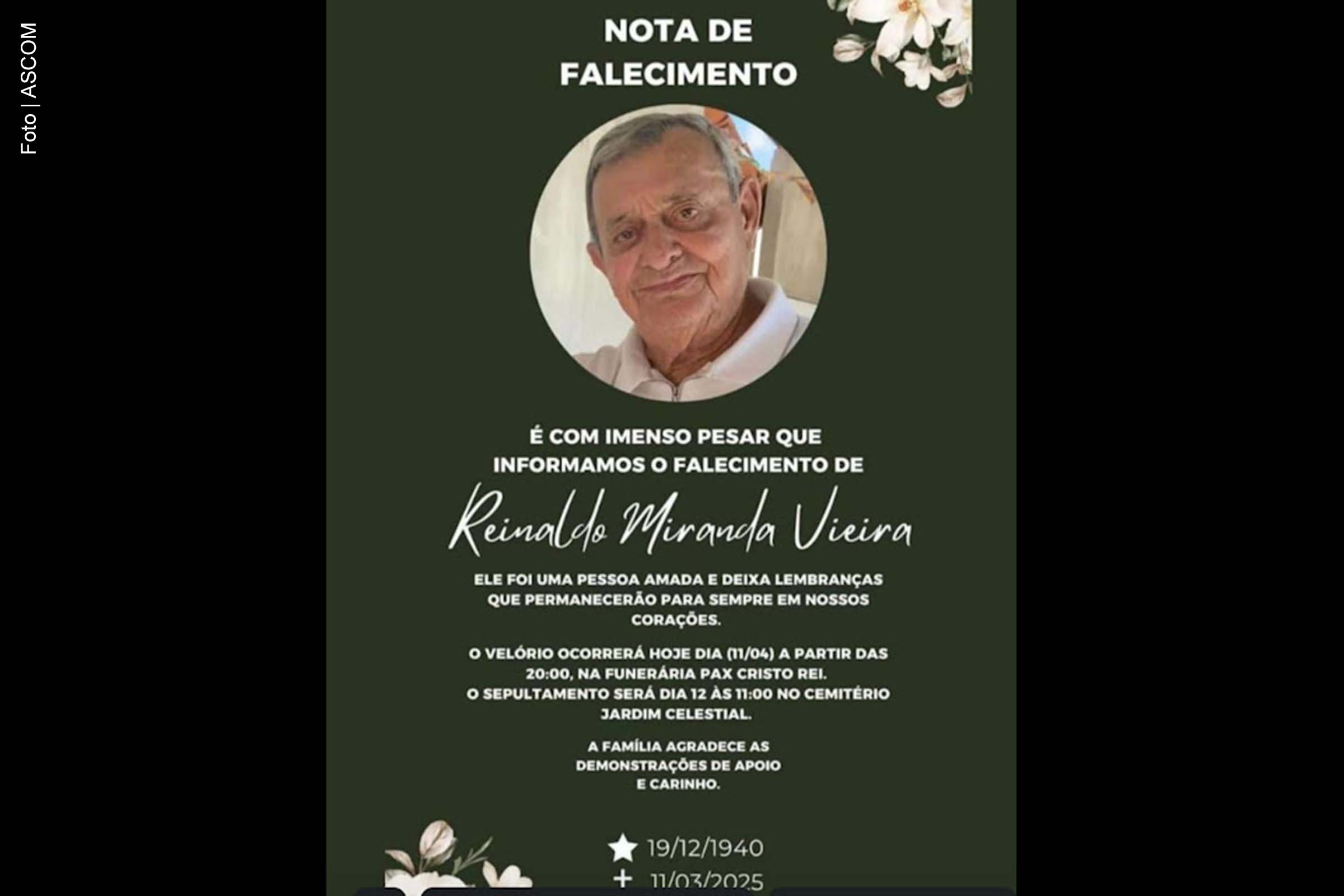 Falecimento foi registrado na Câmara Municipal, que realizou um minuto de silêncio em homenagem.