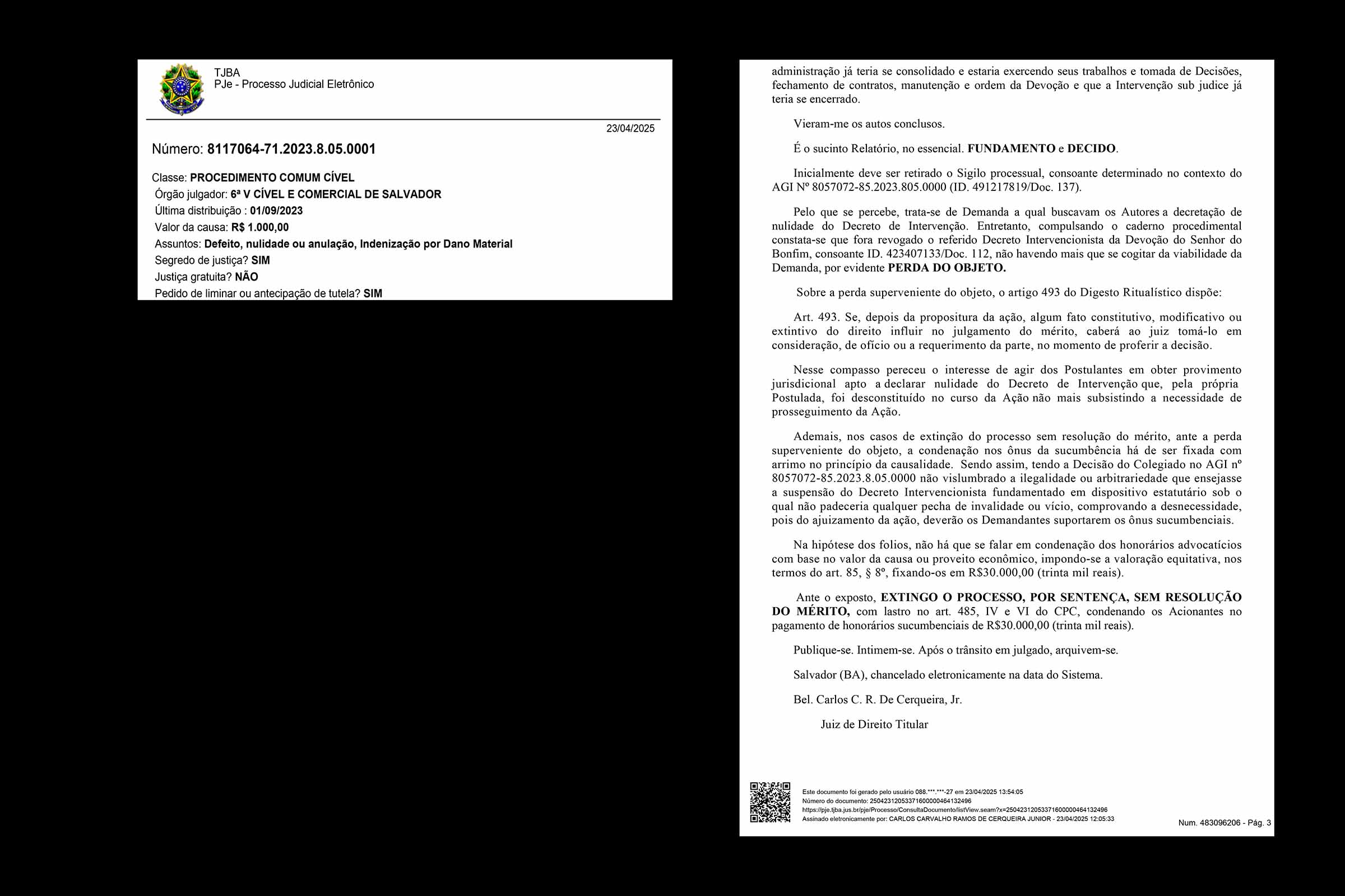 Justiça da Bahia extingue processo sobre intervenção na Irmandade do Bonfim por perda de objeto