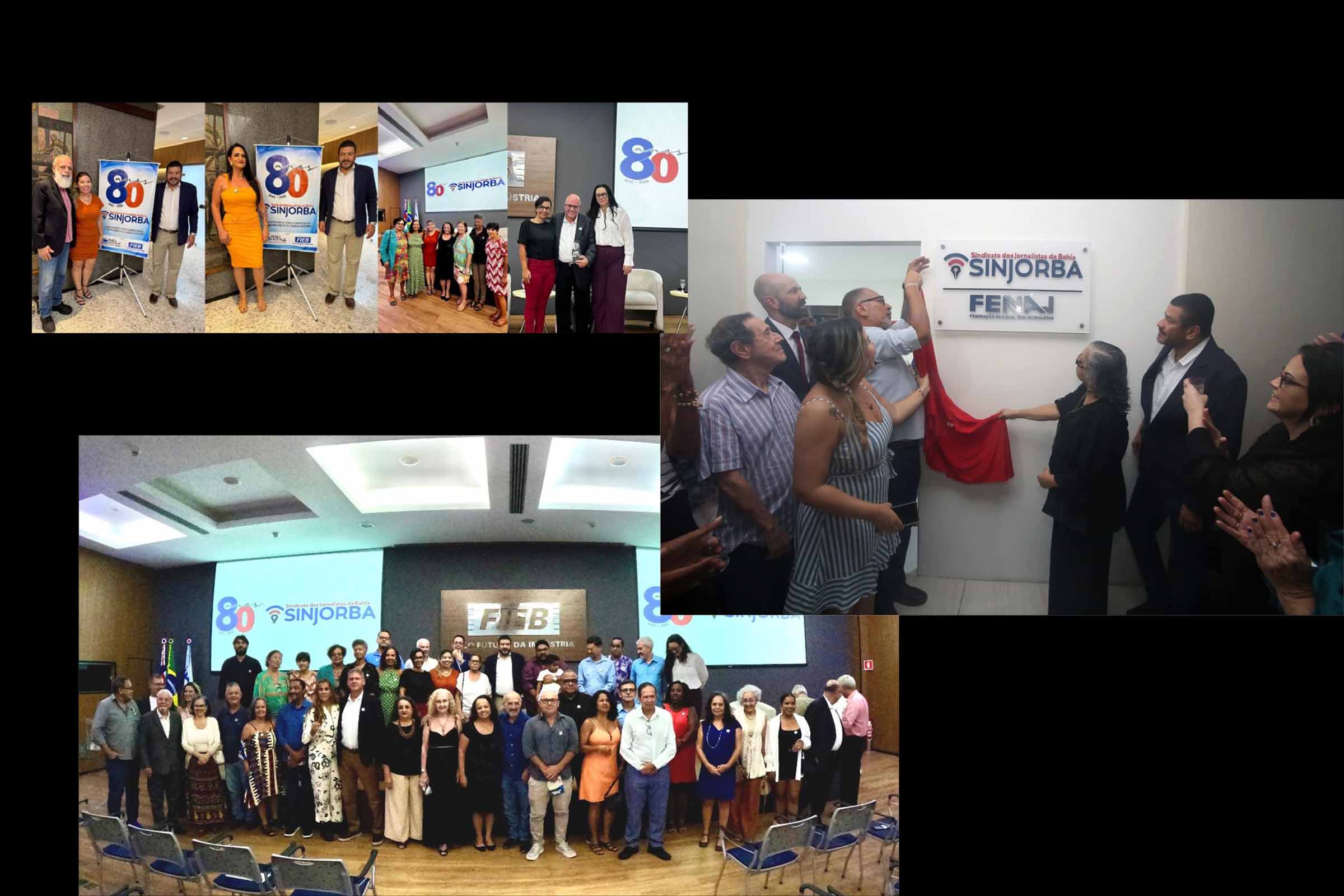 O Sinjorba celebrou, na segunda-feira (14/04/2025), seus 80 anos de fundação com uma solenidade na FIEB, em Salvador. O evento contou com homenagens de entidades e autoridades, lançamento de grupo de pesquisa histórica e tributos a dirigentes falecidos. O presidente Moacy Neves destacou o papel do sindicato na defesa da democracia, da liberdade de imprensa e da valorização dos profissionais da comunicação.