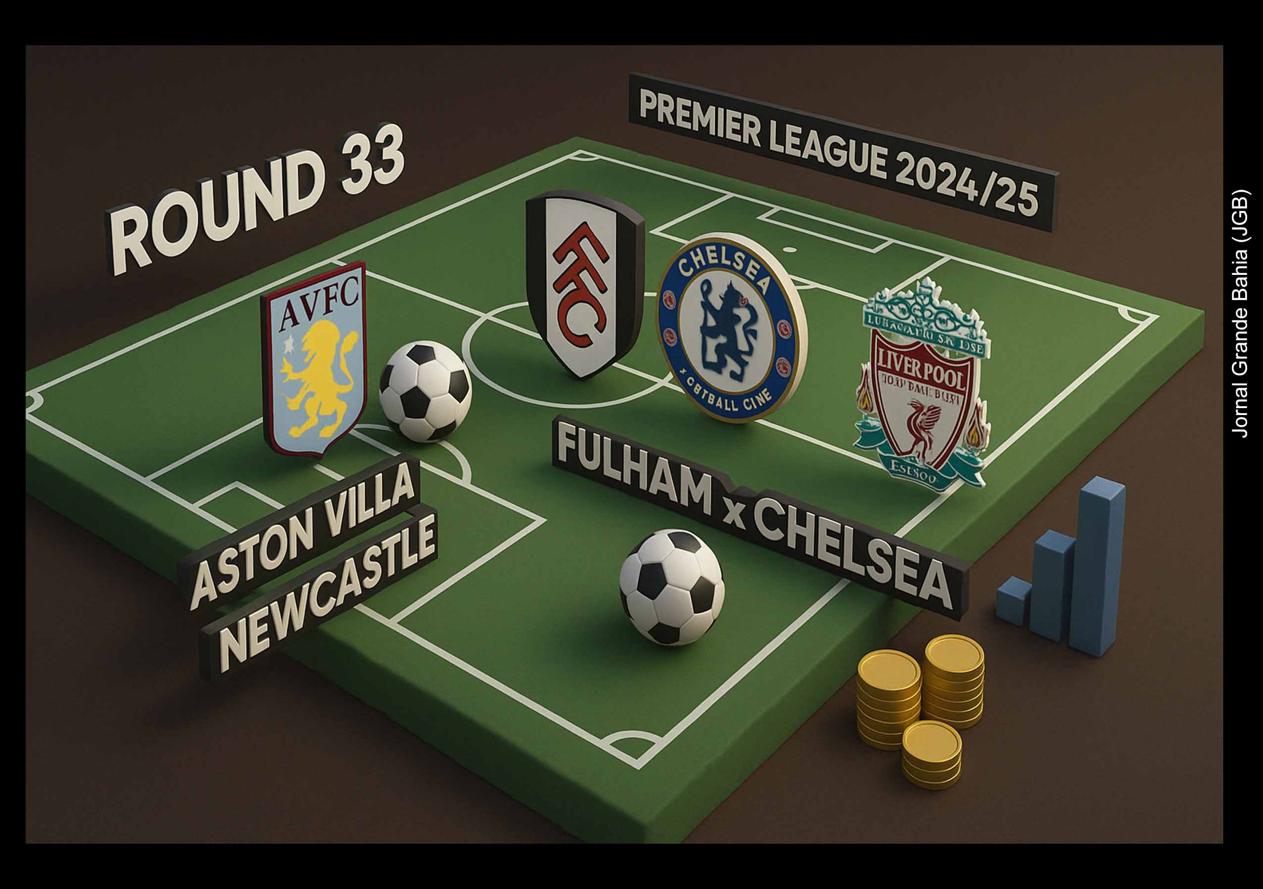Confrontos de alto impacto movimentam a reta final do Campeonato Inglês. Aston Villa, Chelsea e Liverpool enfrentam desafios distintos na 33ª rodada da Premier League, marcada para os dias 19 e 20 de abril de 2025.