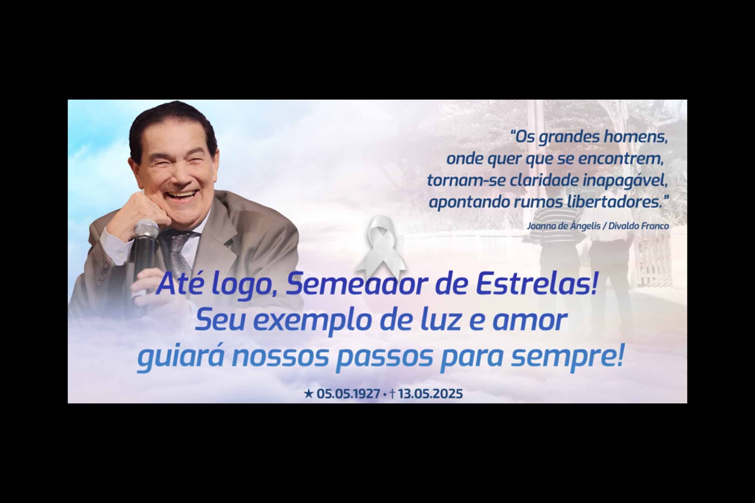 Divaldo Franco, médium, educador e filantropo baiano, faleceu na noite de terça-feira (13/05/2025), aos 98 anos, em Salvador. Fundador da Mansão do Caminho, dedicou-se à assistência social e à divulgação do Espiritismo por mais de sete décadas. Enfrentava problemas de saúde desde 2023. Seu legado permanece nas obras sociais e no pensamento espiritualista disseminado em diversos países.