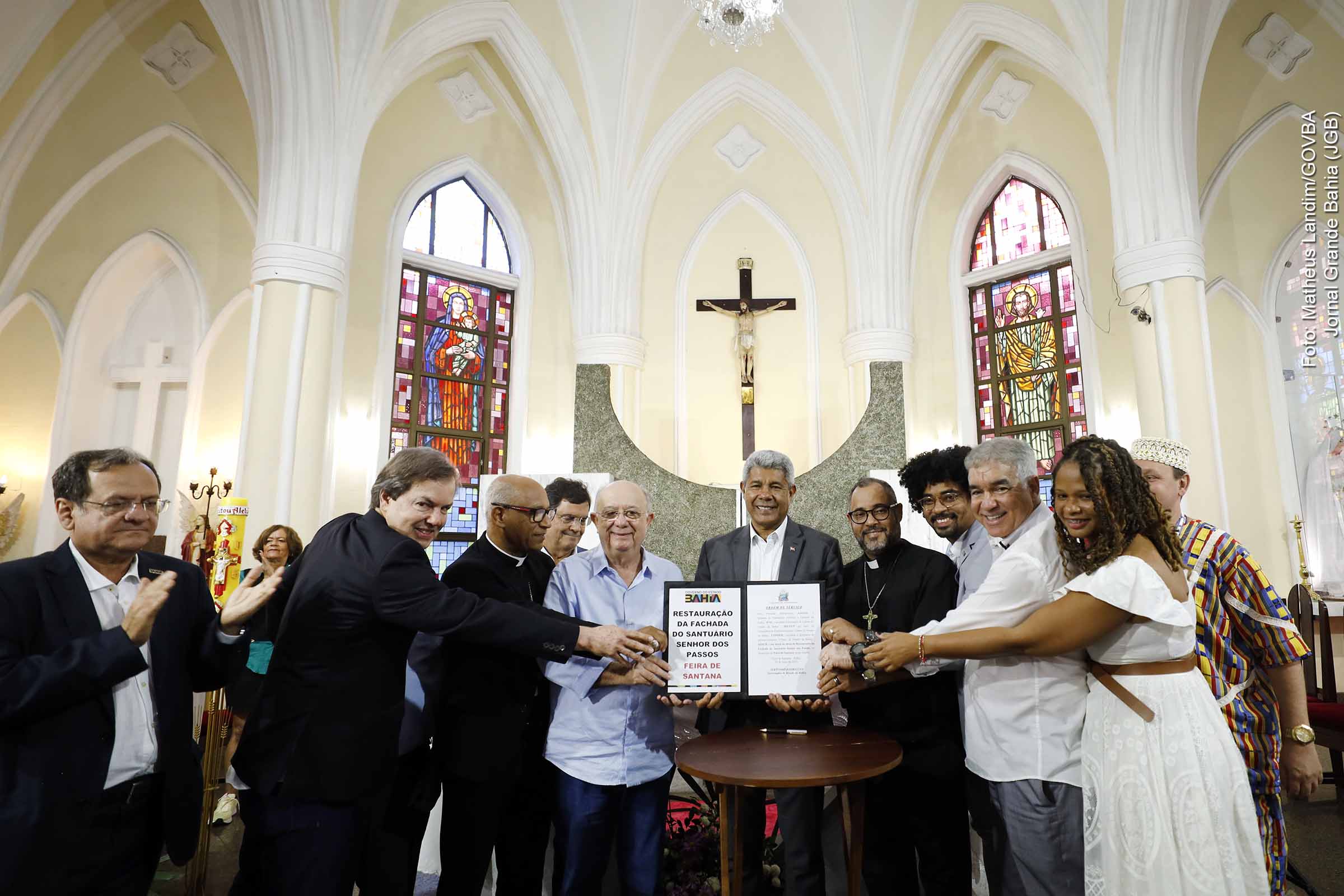 Governo da Bahia investe R$ 1,5 milhão na restauração da fachada do Santuário Senhor dos Passos; Governador Jerônimo assina ordem de serviço em Feira de Santana