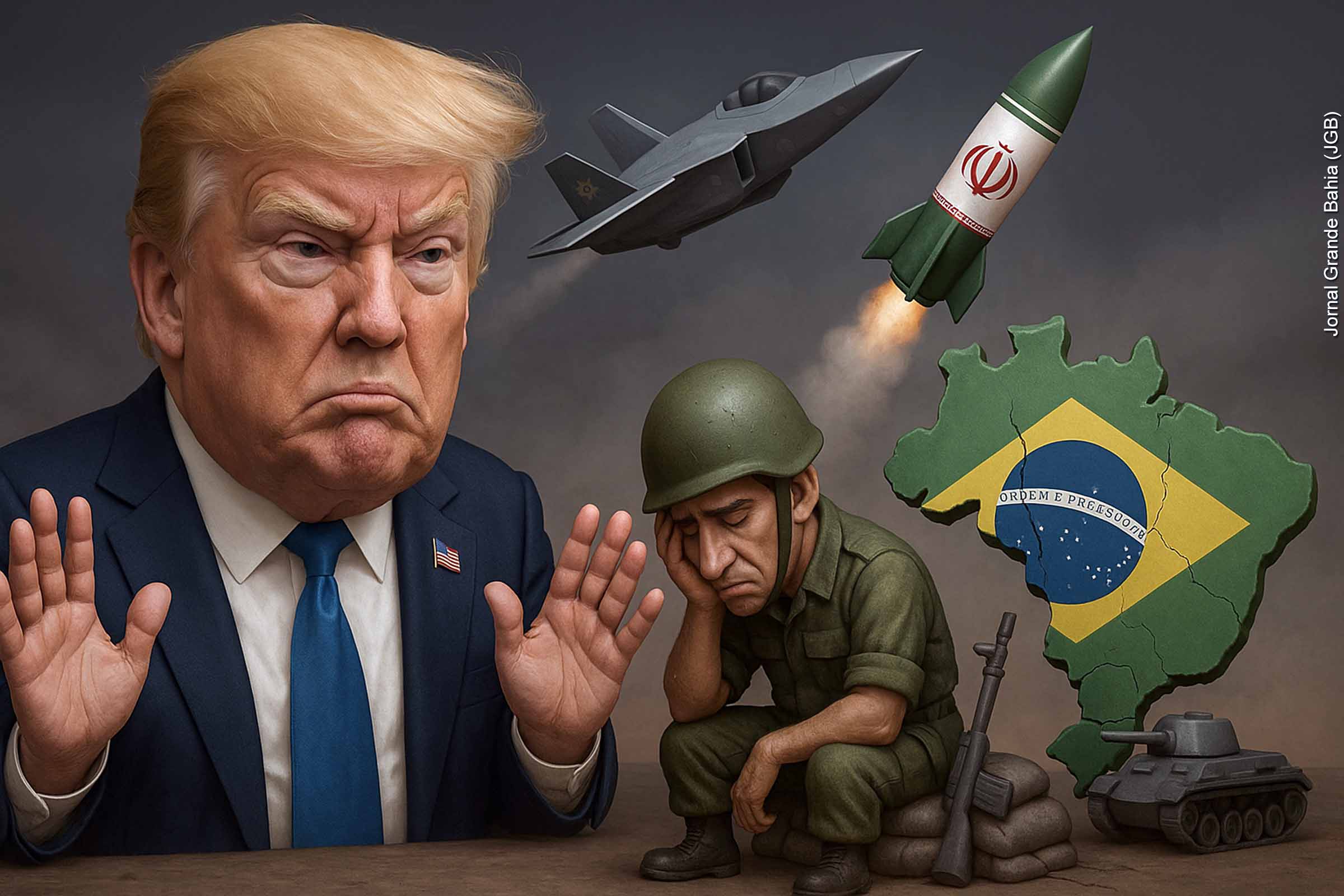 Em artigo, Luiz Holanda analisa o contexto de crescente tensão entre Israel e Irã, destacando a retórica de paz do presidente norte-americano Donald Trump enquanto realoca recursos militares para o Oriente Médio. O texto evidencia o desequilíbrio entre os aparatos militares envolvidos e aponta a vulnerabilidade do Brasil, com Forças Armadas sucateadas e incapazes de reagir em cenário de guerra global, especialmente com o colapso estrutural da Marinha e do Exército.