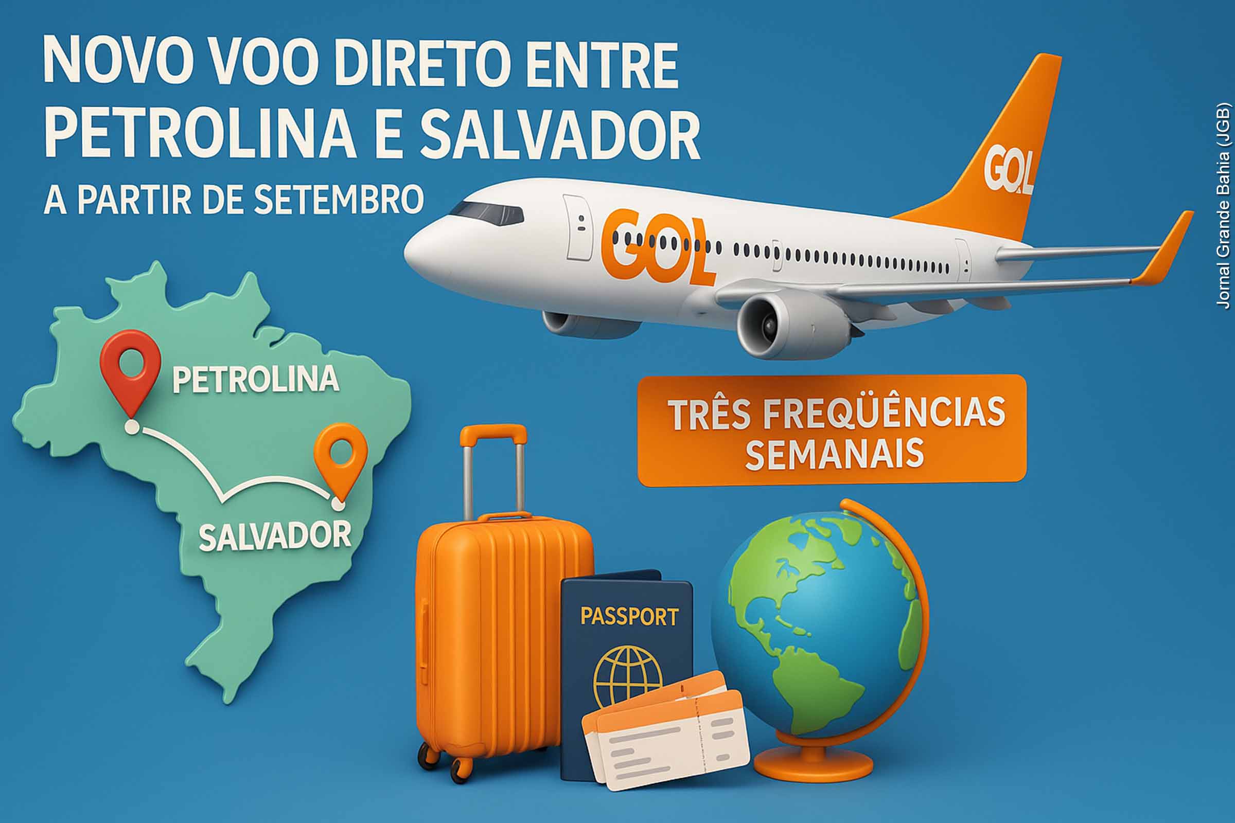 Gol lança novo voo entre Salvador e Petrolina com conexão estratégica ao Vale do São Francisco