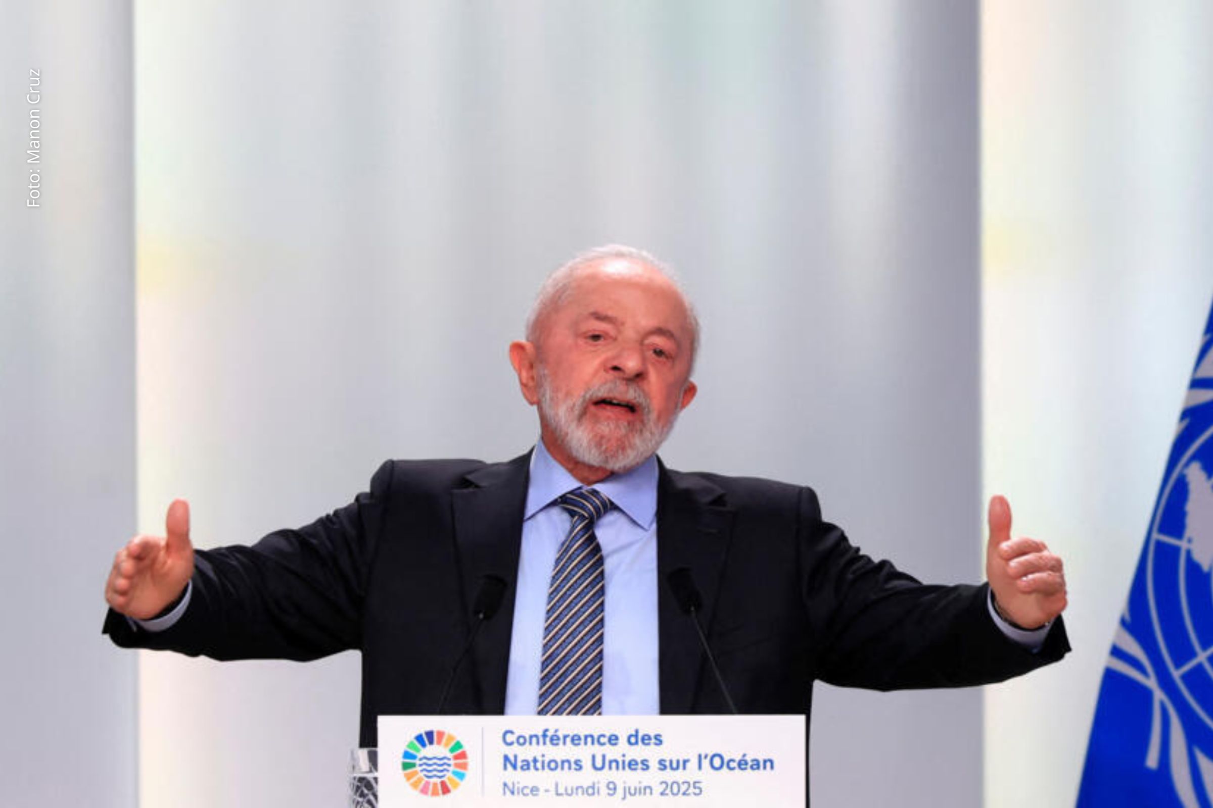 Presidente brasileiro destaca compromissos do Brasil para proteção marinha e enfatiza importância da cooperação internacional no combate às mudanças climáticas.