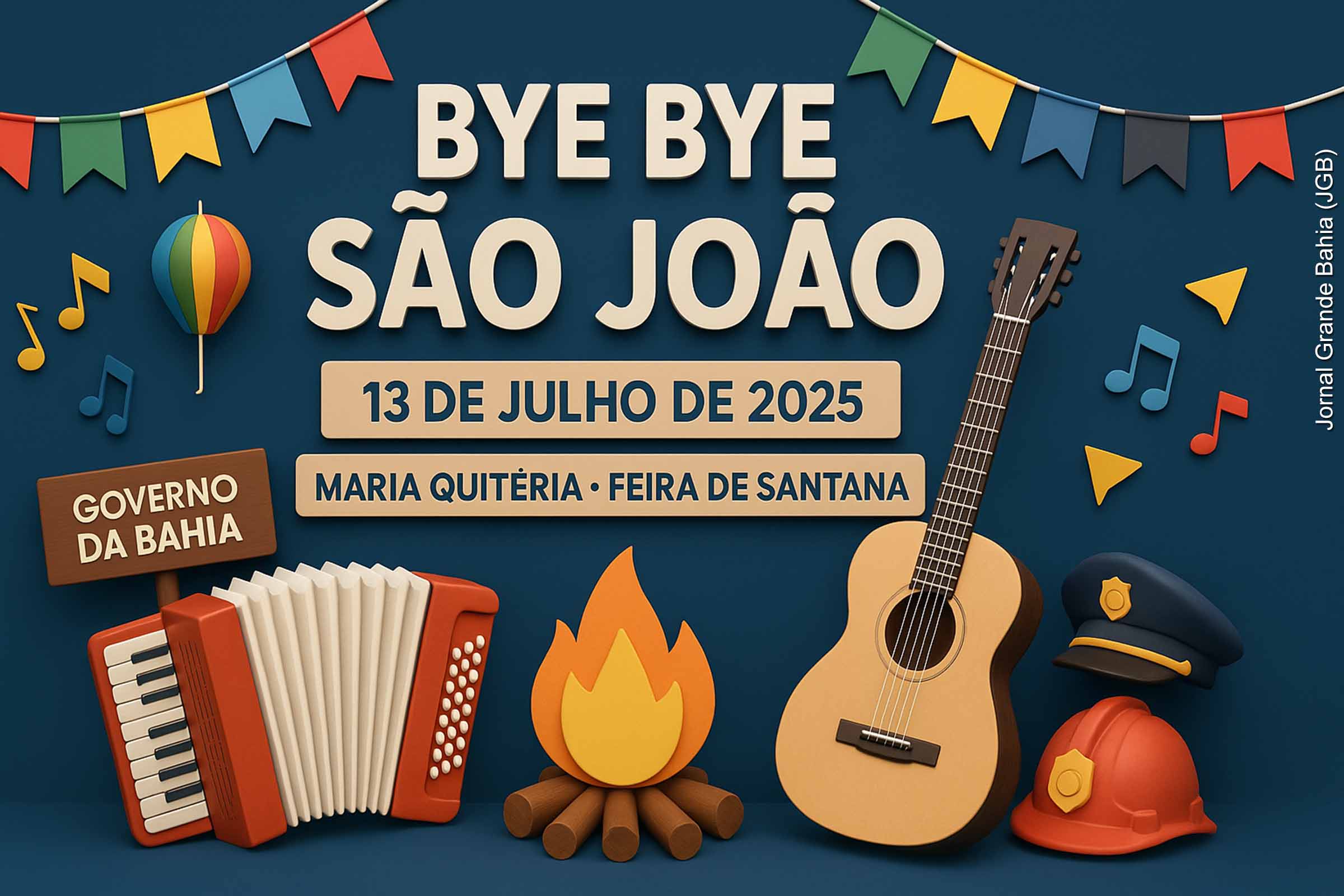 A terceira edição do Bye Bye São João será realizada no domingo, 13 de julho de 2025, no distrito de Maria Quitéria, em Feira de Santana. O evento marca o encerramento dos festejos juninos no município, com grande participação popular, atrações musicais e apoio das autoridades estaduais e municipais. O deputado estadual Binho Galinha destaca o crescimento da festa e o envolvimento da comunidade local.