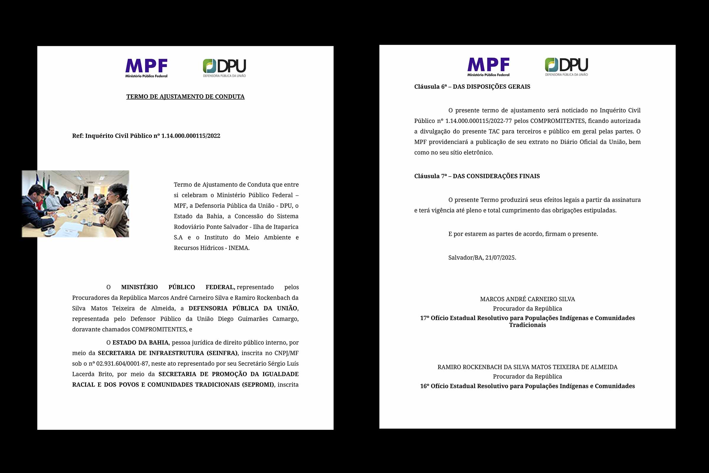 MPF firma acordo para garantir consulta prévia a comunidades tradicionais impactadas pela Ponte Salvador-Itaparica