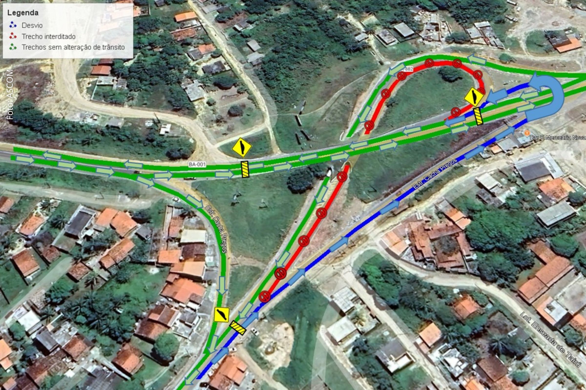 Interdição na BA-882 em Vera Cruz altera tráfego para recuperação de túnel
