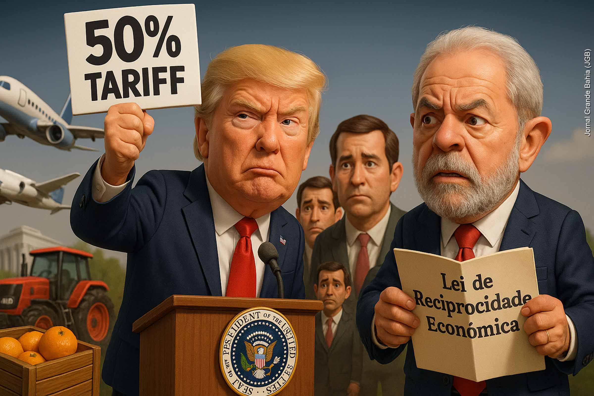 A missão oficial do Senado em Washington busca reverter a tarifa de 50% imposta pelos EUA sobre produtos brasileiros. A medida de Donald Trump, com forte componente político, ameaça setores estratégicos como aviação, agronegócio e indústria. O governo Lula prepara retaliações com base na Lei de Reciprocidade Econômica, enquanto parlamentares e empresários tentam evitar prejuízos bilaterais iminentes.