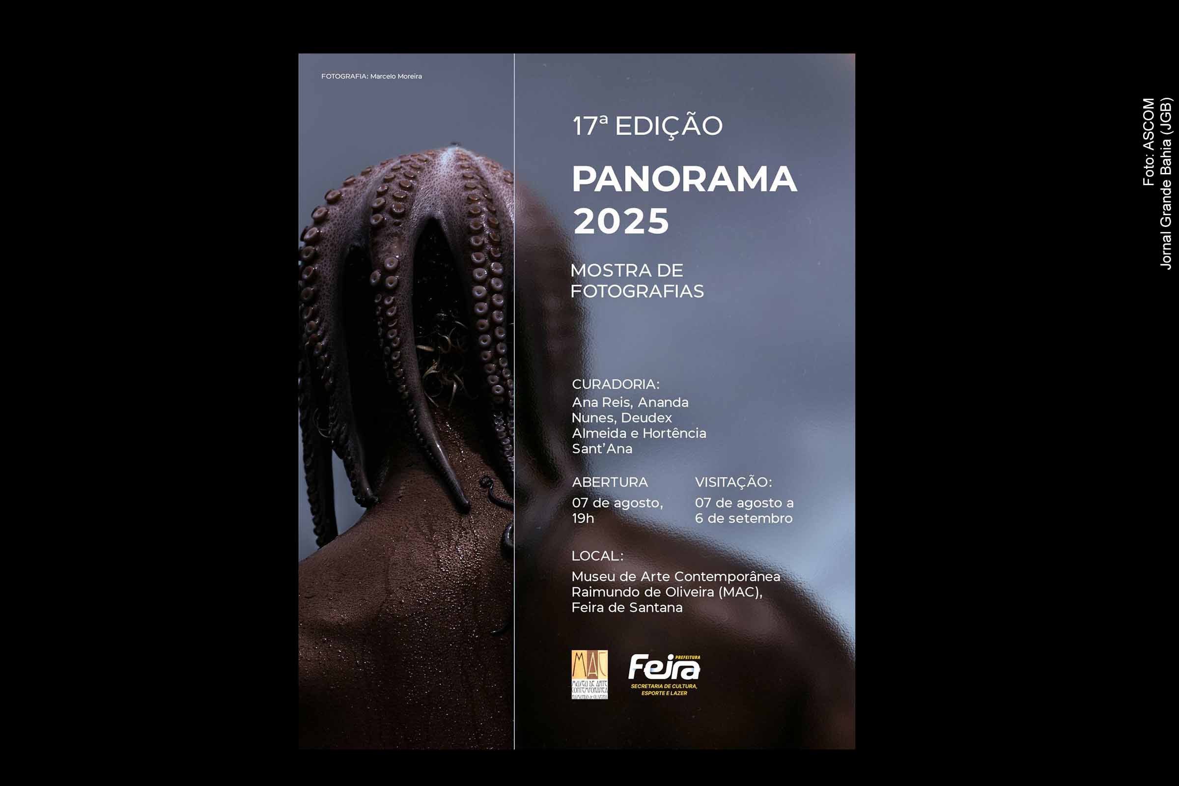 O Museu de Arte Contemporânea Raimundo de Oliveira abre nesta quarta-feira (07/08/2025) a 17ª edição do PANORAMA – Mostra de Fotografias. A exposição destaca novos fotógrafos baianos, promove o lançamento do livro Agricultura da Bahia, de Rui Rezende, e permanece em cartaz até 06 de setembro. Com entrada gratuita, a iniciativa celebra o Dia Mundial da Fotografia e reforça a importância da produção visual no contexto cultural baiano.