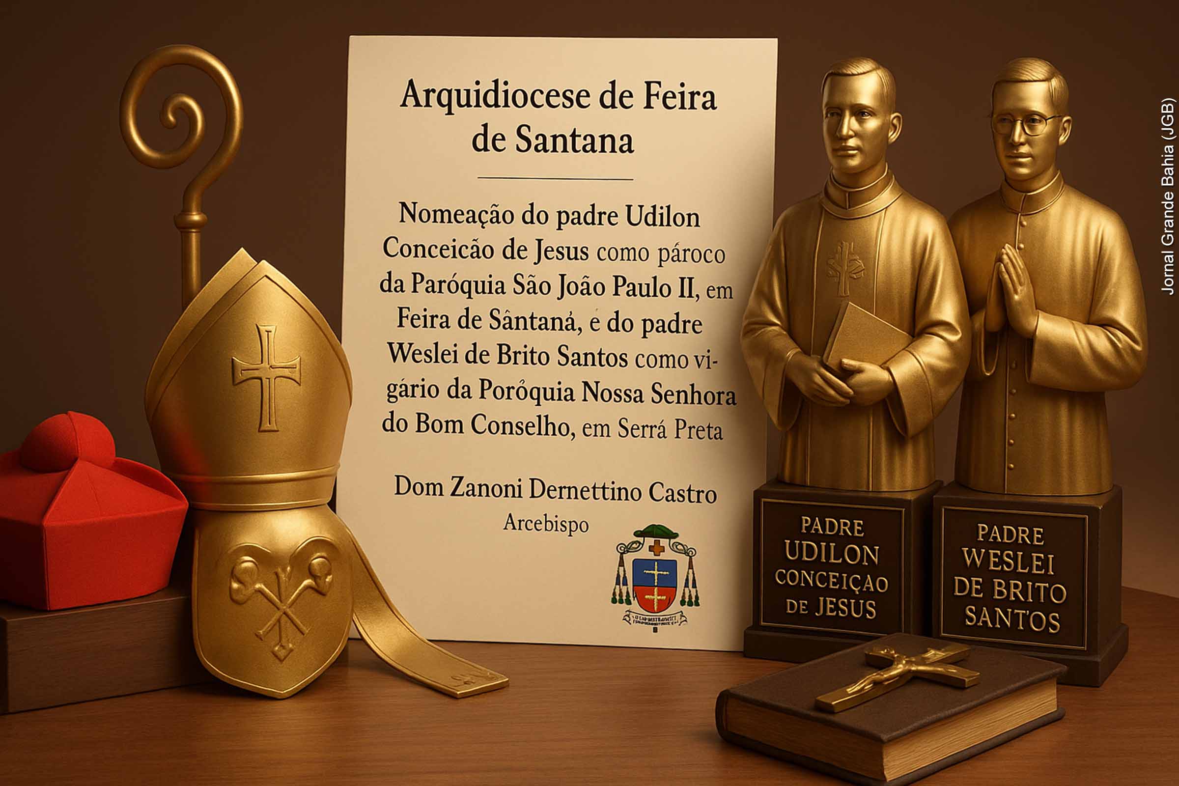 Documento da Cúria Metropolitana de Feira de Santana, datado de quinta-feira (20/06/2025), anuncia oficialmente as novas nomeações pastorais realizadas pelo Arcebispo Metropolitano, Dom Zanoni Demettino Castro.