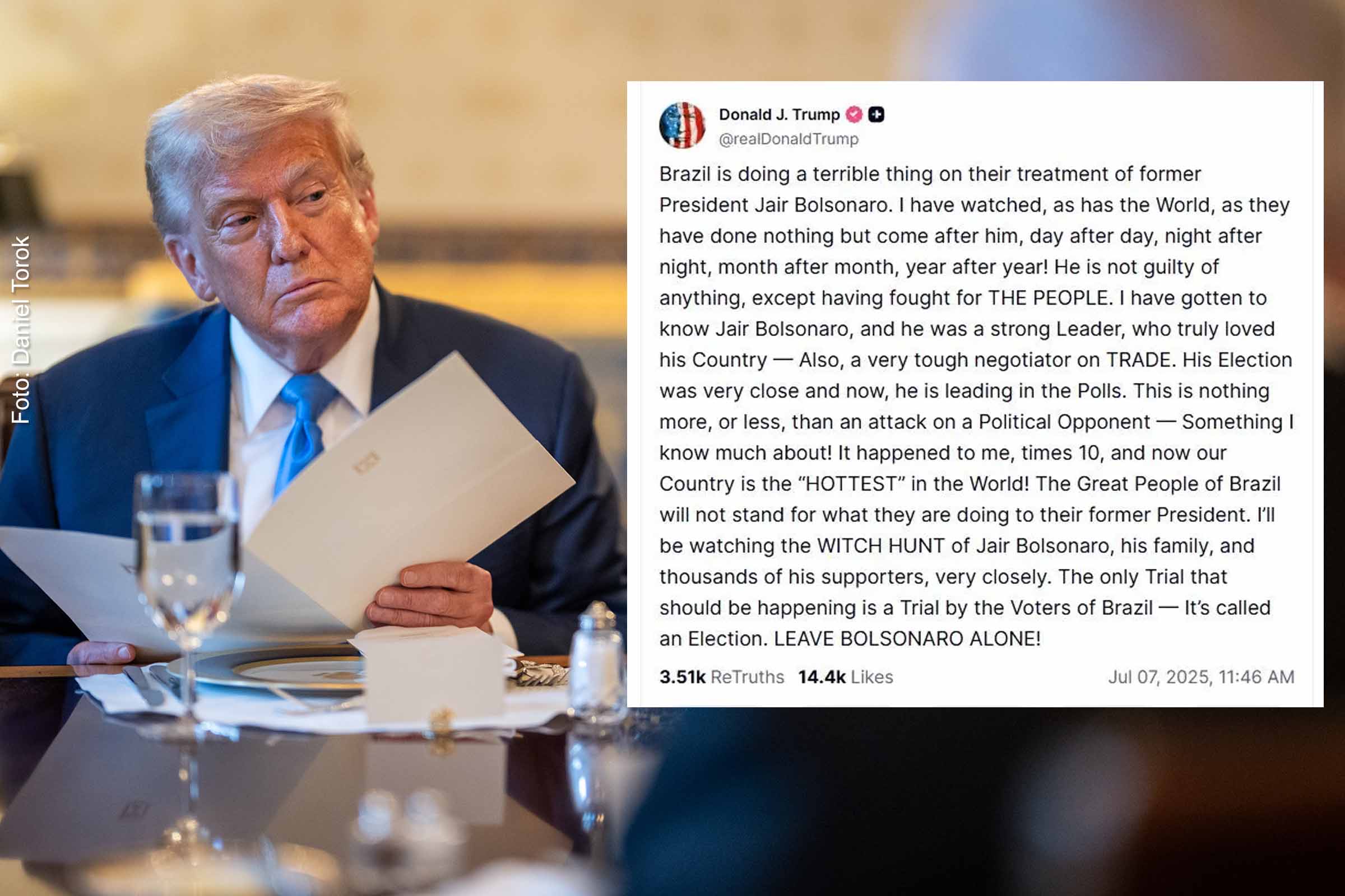 Presidente Donald Trump defende Jair Bolsonaro, critica STF e provoca reação institucional de Lula e ministros: crise diplomática entre Brasil e EUA se agrava