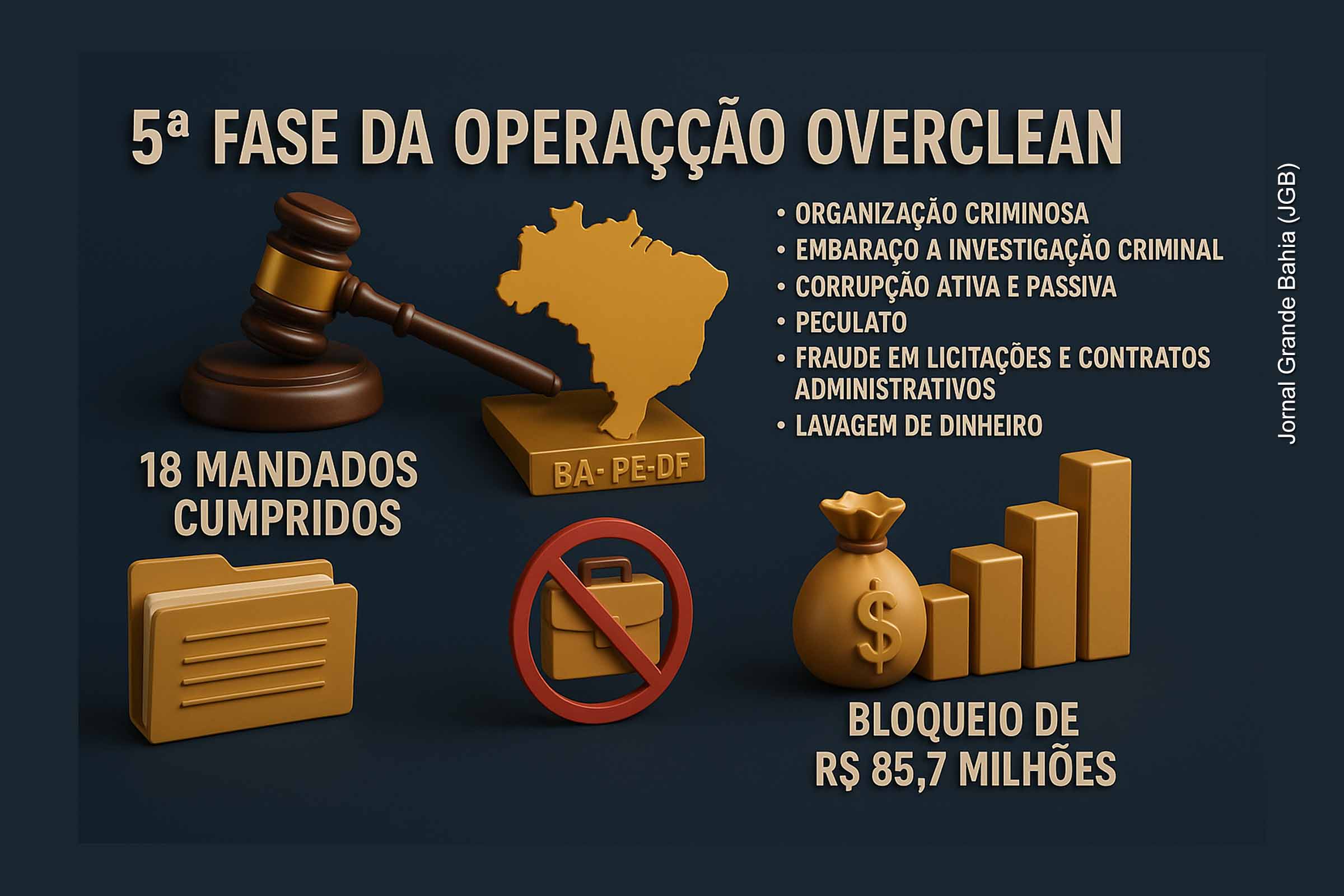 Polícia Federal, CGU e RF deflagram 5ª fase da Operação Overclean para desarticular desvios em emendas parlamentares; Mandados são cumpridos na Bahia, Pernambuco e Distrito Federal