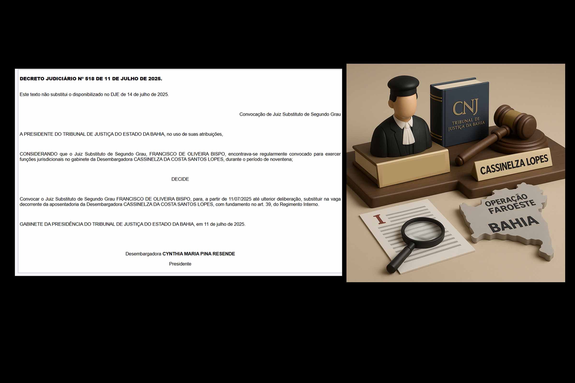 Caso Faroeste: TJBA convoca juiz para substituir desembargadora Cassinelza Lopes, investigada, afastada e aposentada por suspeita de favorecimento ao Grupo Horita