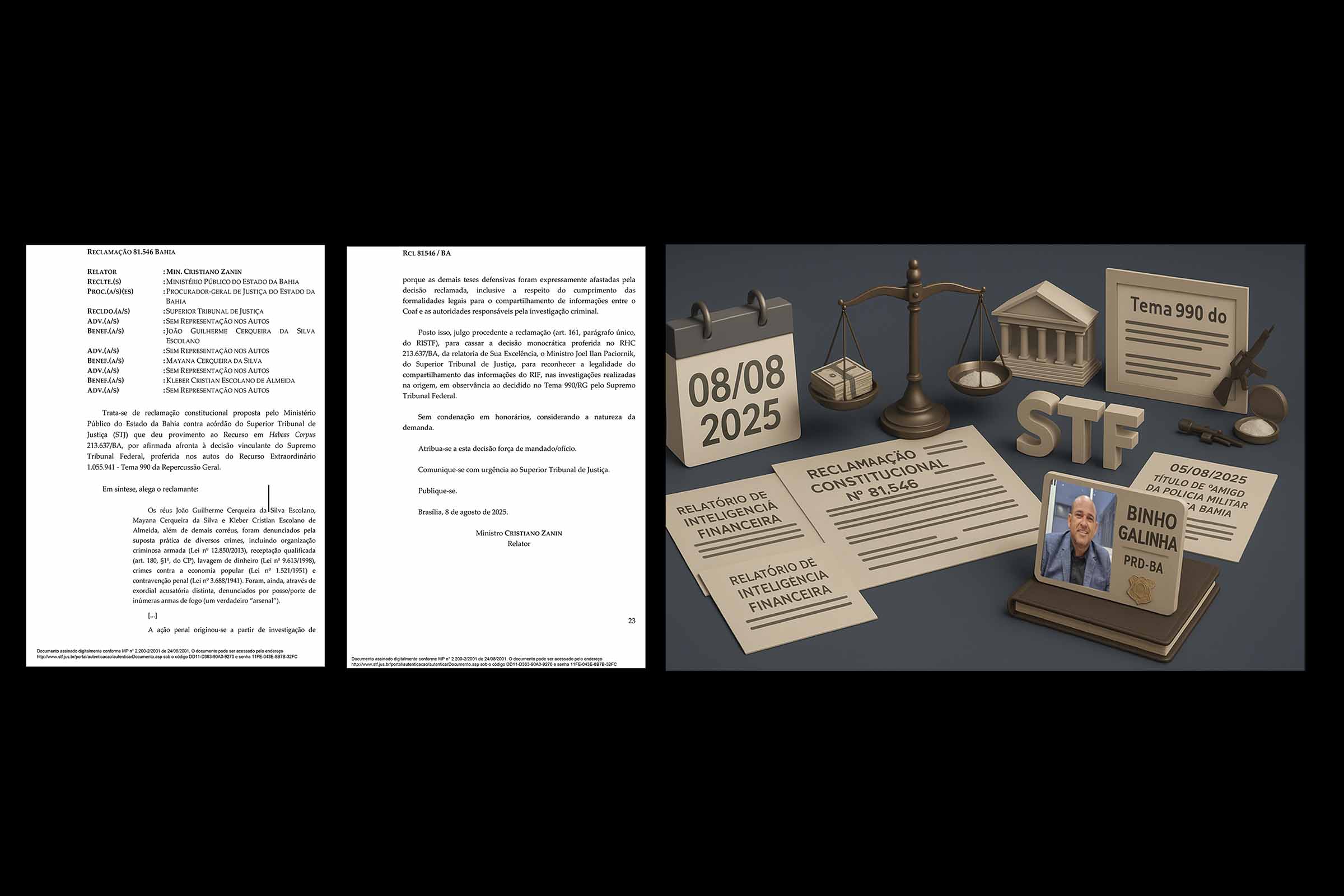 STF, por decisão de Cristiano Zanin, valida uso de relatórios do Coaf e mantém investigação da Operação El Patrón contra Binho Galinha. Liminar reverte decisão do STJ e reforça a constitucionalidade do compartilhamento de dados financeiros sem autorização judicial prévia.