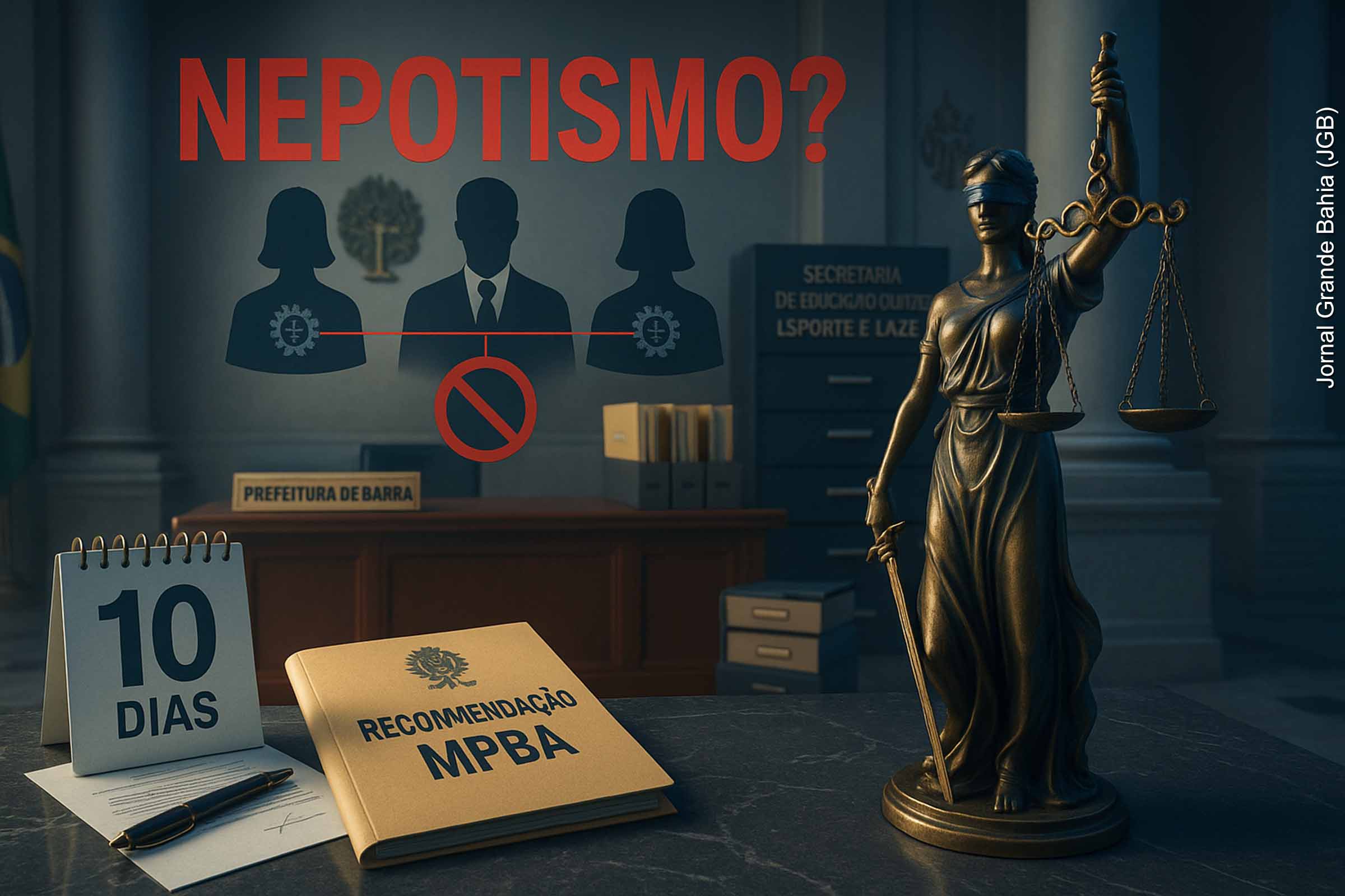 O Ministério Público da Bahia recomendou ao prefeito de Barra, Romeu Batista Pinto Júnior, a exoneração da irmã Nara Rejane Carvalho Pinto de cargo comissionado e a apresentação da qualificação técnica da secretária municipal Gislayne Carvalho Pinto, também irmã do gestor. O MPBA identificou indícios de nepotismo e fixou prazo de 10 dias para que a Prefeitura comprove a legalidade das nomeações e informe sobre outros parentes em cargos de confiança. O descumprimento poderá resultar em ações judiciais.