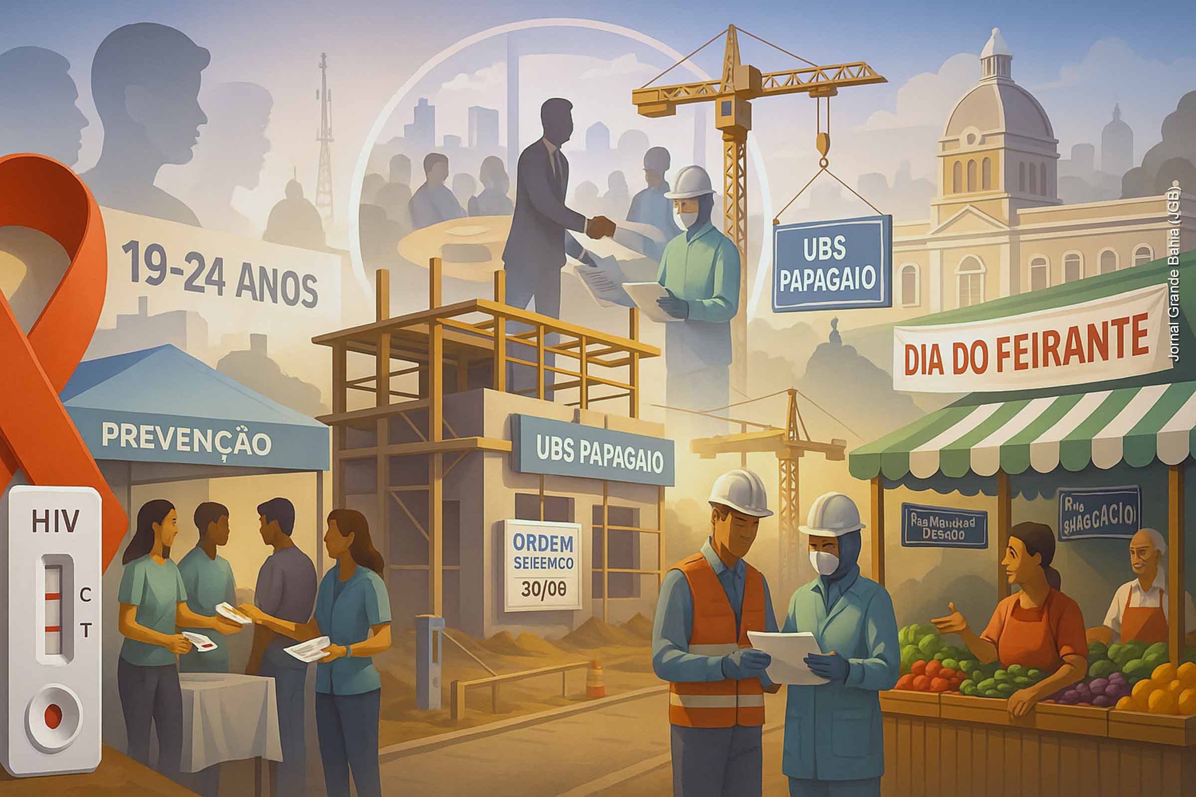 Prefeitura de Feira de Santana registrou aumento nos casos de HIV/AIDS em 2025, com destaque para jovens de 19 a 24 anos. Em resposta, a prefeitura anunciou a construção de uma nova unidade de saúde no bairro Papagaio e intensificação de ações preventivas. O prefeito José Ronaldo reuniu administradores distritais para fortalecer a gestão local. Já o Dia do Feirante foi celebrado com evento especial e promessa de modernização das feiras livres com novas barracas padronizadas.