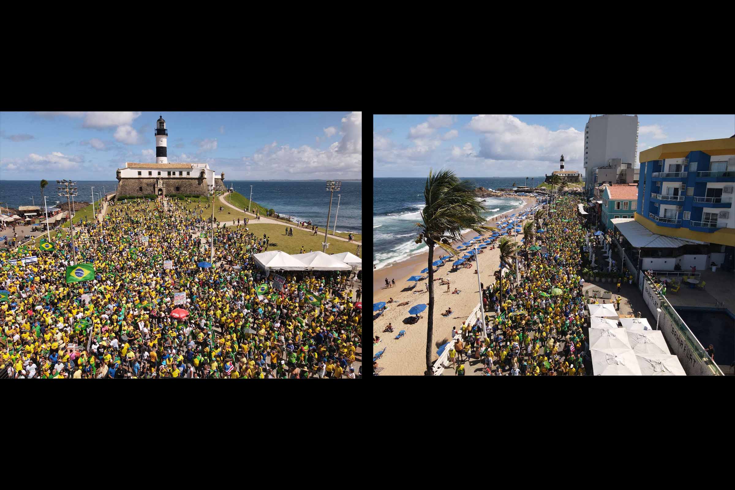 Domingo (03/08/2025), Salvador – Protesto atrai apoiadores de Bolsonaro e parlamentares do PL, com críticas a Moraes e Lula.