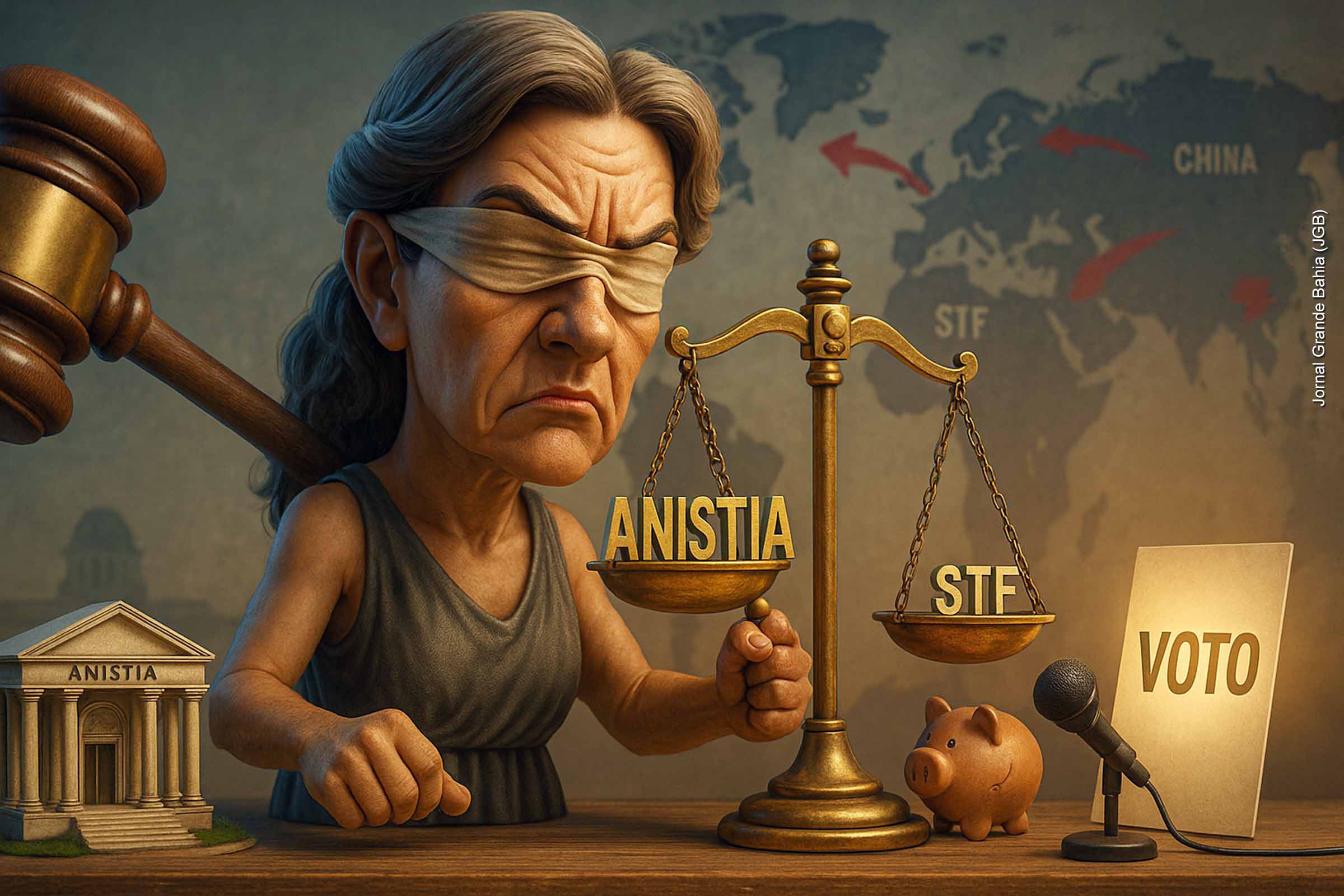 O artigo “Um desfecho previsível”, publicado por Joaci Góes na Tribuna da Bahia em 11/09/2025, prevê que as condenações do STF contra Bolsonaro e outros réus levarão o Congresso a aprovar uma anistia ainda este ano. O autor relaciona a crise política interna ao isolamento diplomático do Brasil, critica a condução do processo pelo Supremo e alerta para riscos fiscais e pressões por impeachment contra o presidente Lula.