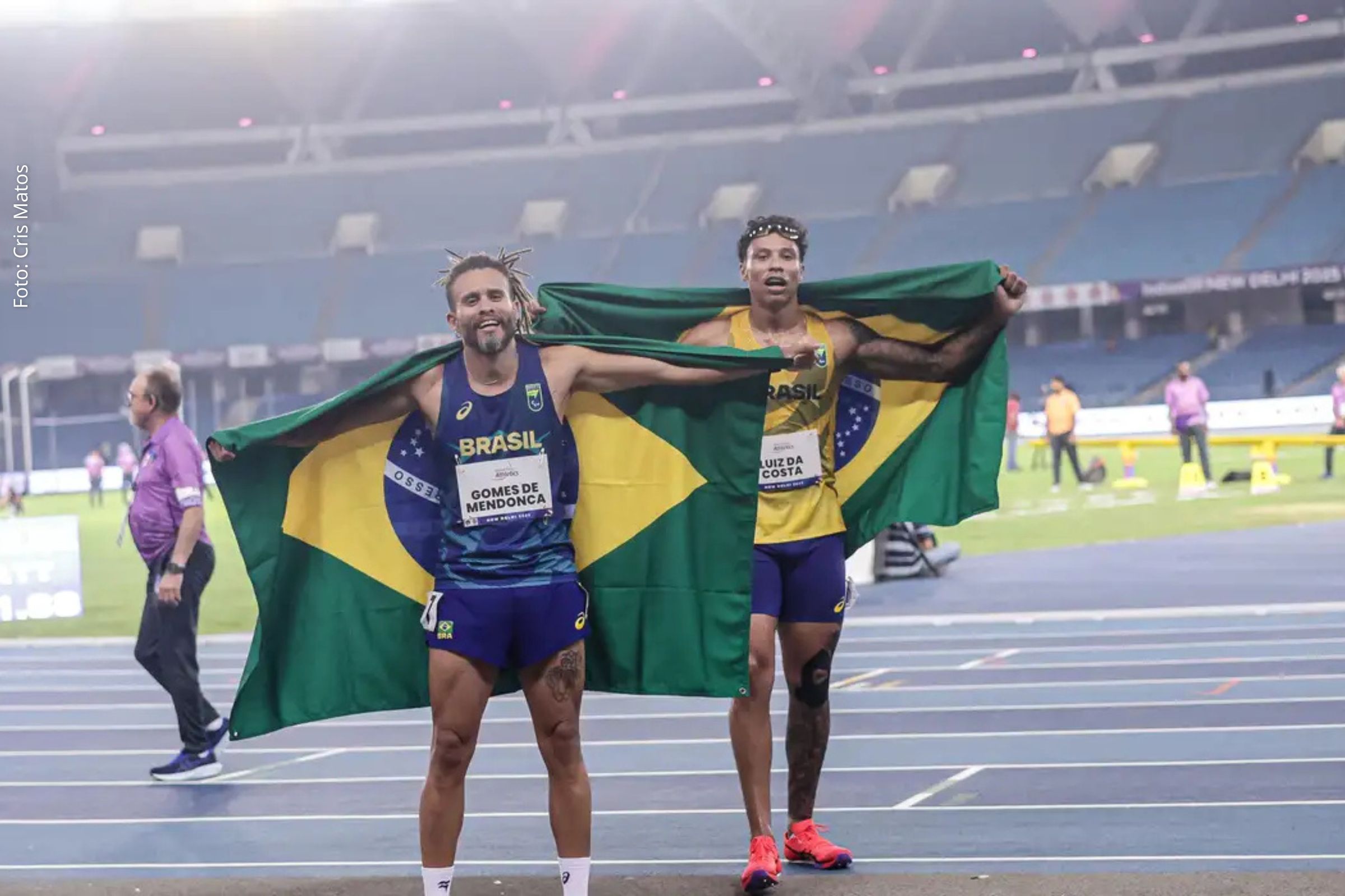 Ricardo Mendonça vence os 100 metros T37 e Brasil lidera quadro de medalhas com três ouros, cinco pratas e dois bronzes.