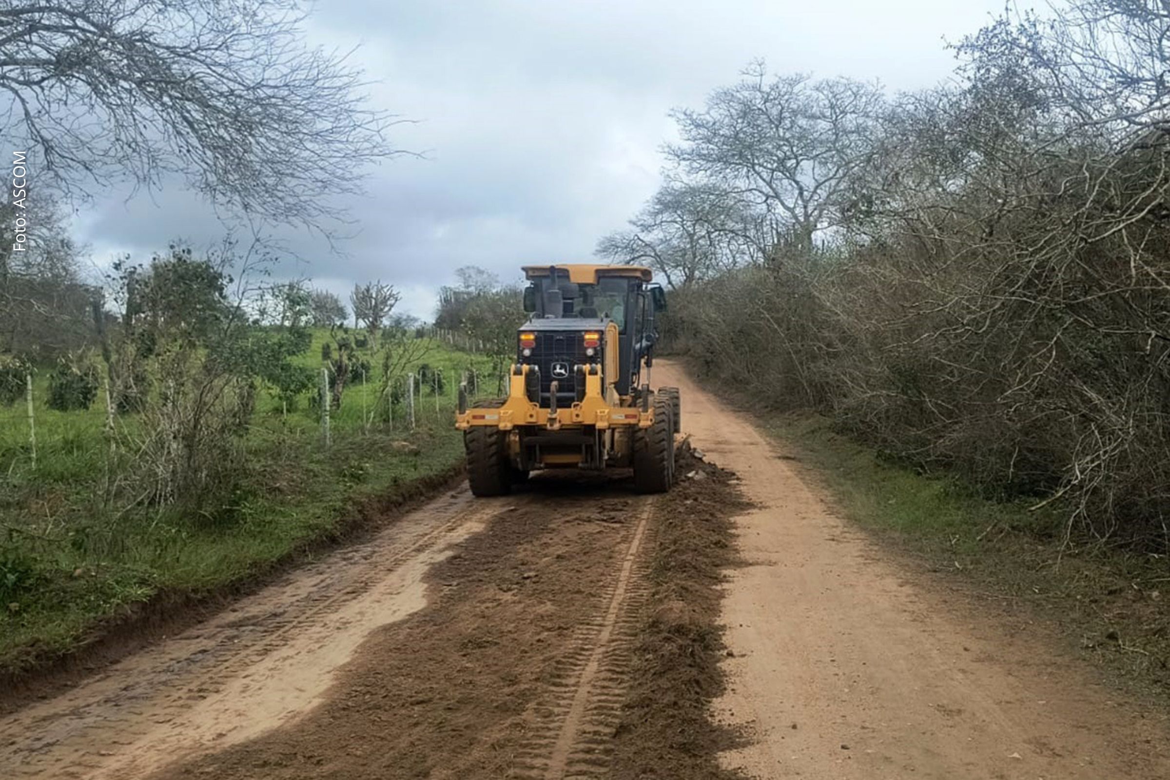 Serviços incluem patrolamento e encascalhamento para melhorar o tráfego e o escoamento da produção da agricultura familiar.