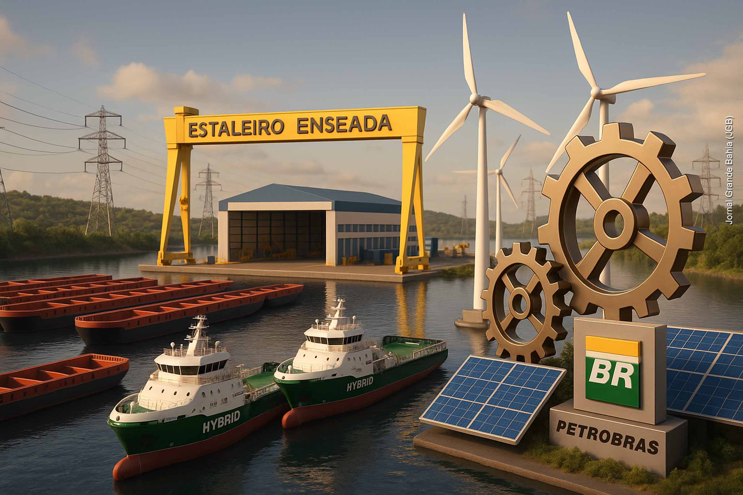 A Bahia vive um novo ciclo da construção naval com dois megaprojetos no Estaleiro Enseada (Maragogipe): 80 barcaças da LHG Mining, em parceria com a Tenenge, e seis navios de apoio híbridos da Petrobras. Com investimentos bilionários, empregos diretos e indiretos, inovação tecnológica e integração com energia renovável, o Enseada se consolida como símbolo da reindustrialização brasileira.