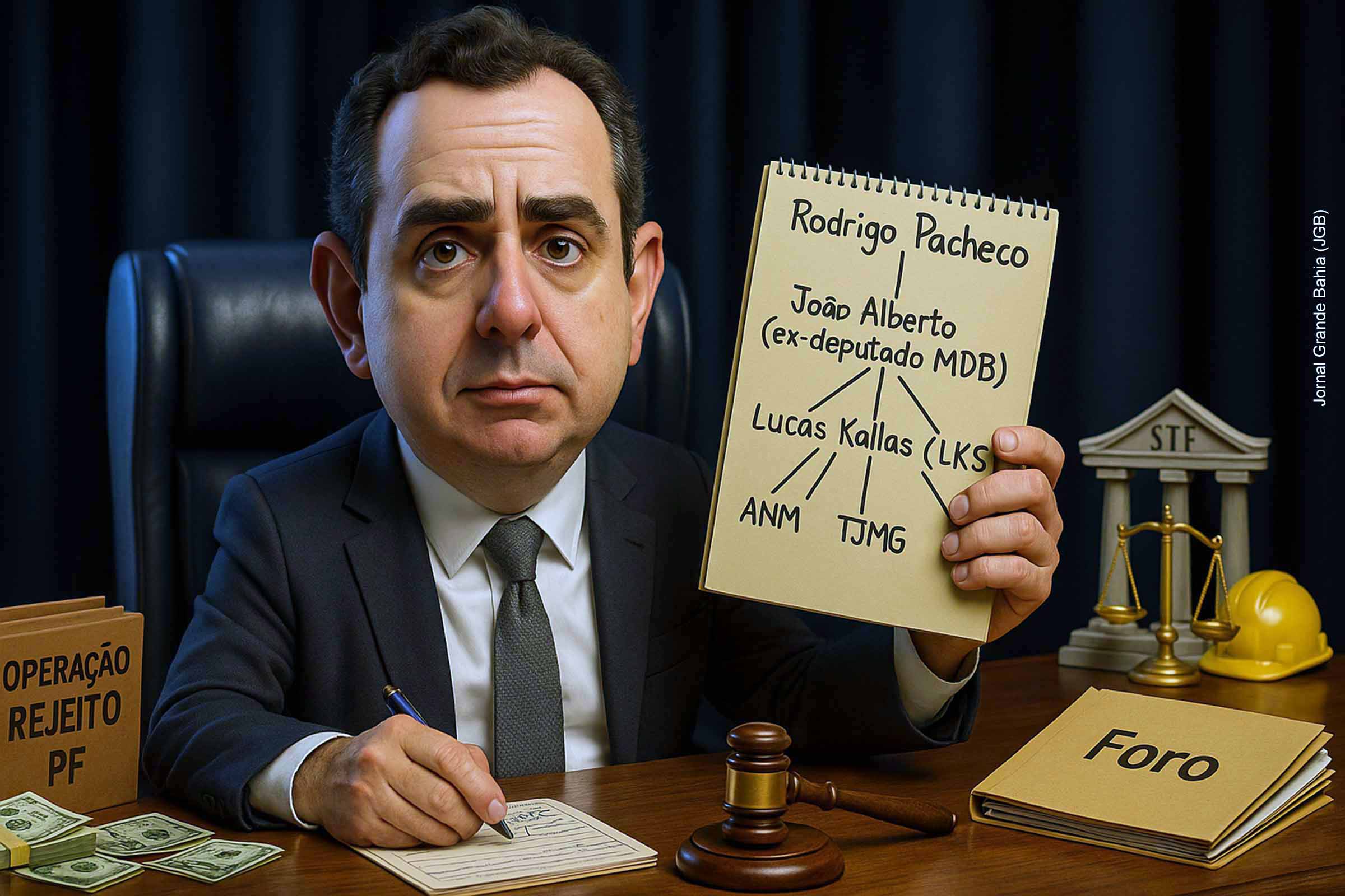 A Polícia Federal enviou ao STF a investigação da Operação Rejeito após encontrar o nome de Rodrigo Pacheco em uma anotação manuscrita no celular de um delegado preso. A medida é de praxe diante do foro privilegiado. Pacheco negou qualquer relação irregular e criticou o vazamento. O caso será decidido pelo ministro Dias Toffoli, que avaliará a competência do Supremo.