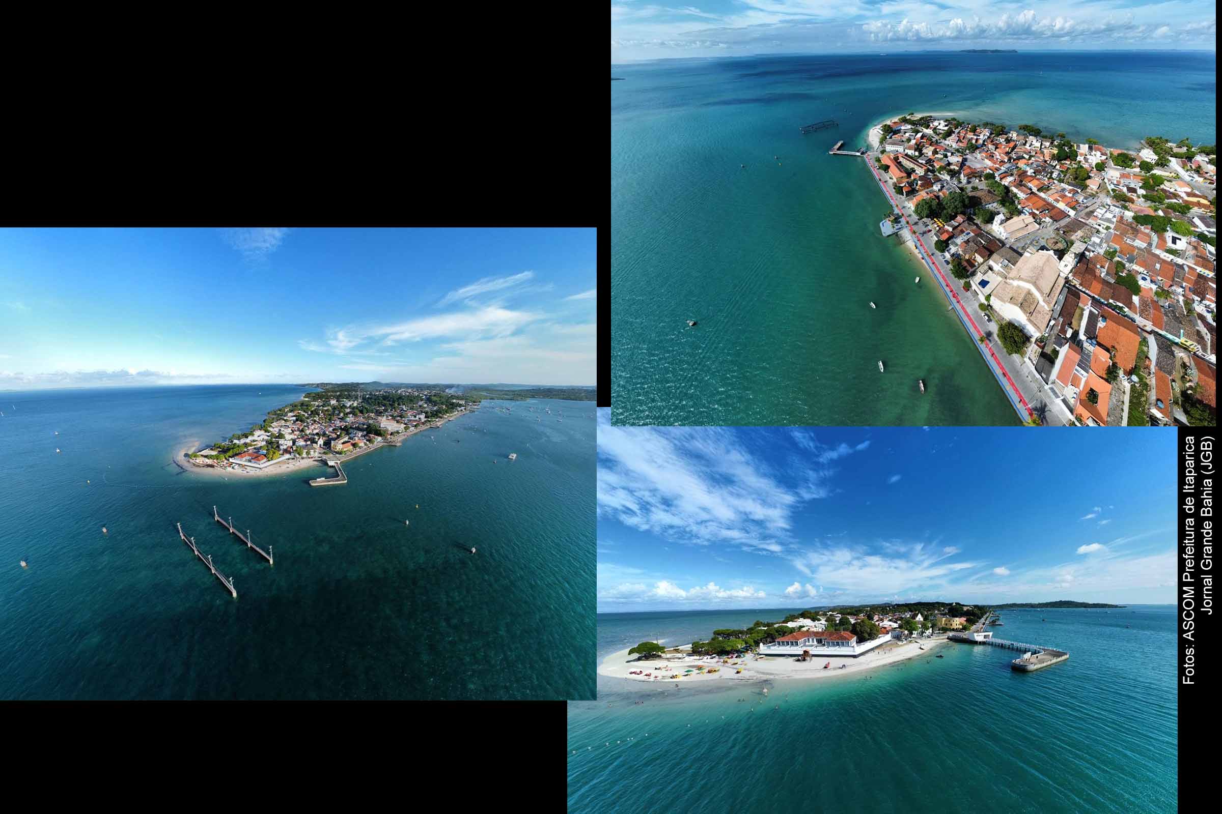Vista aérea da Ilha e da cidade de Itaparica.
