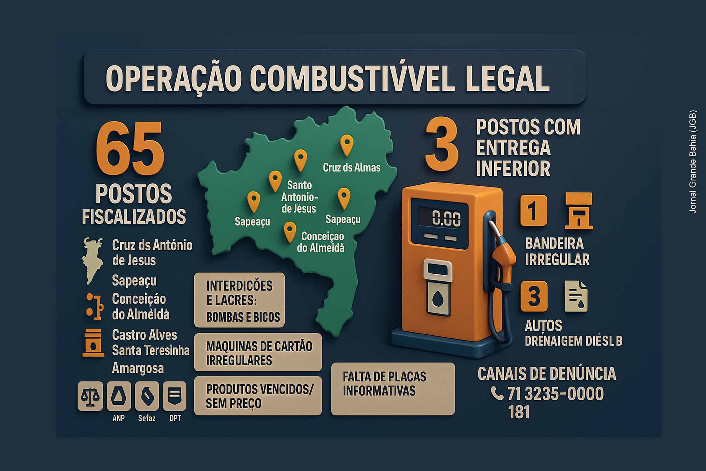 Operação Combustível Legal fiscaliza 65 postos no Recôncavo baiano e identifica fraudes em Cruz das Almas e Sapeaçu