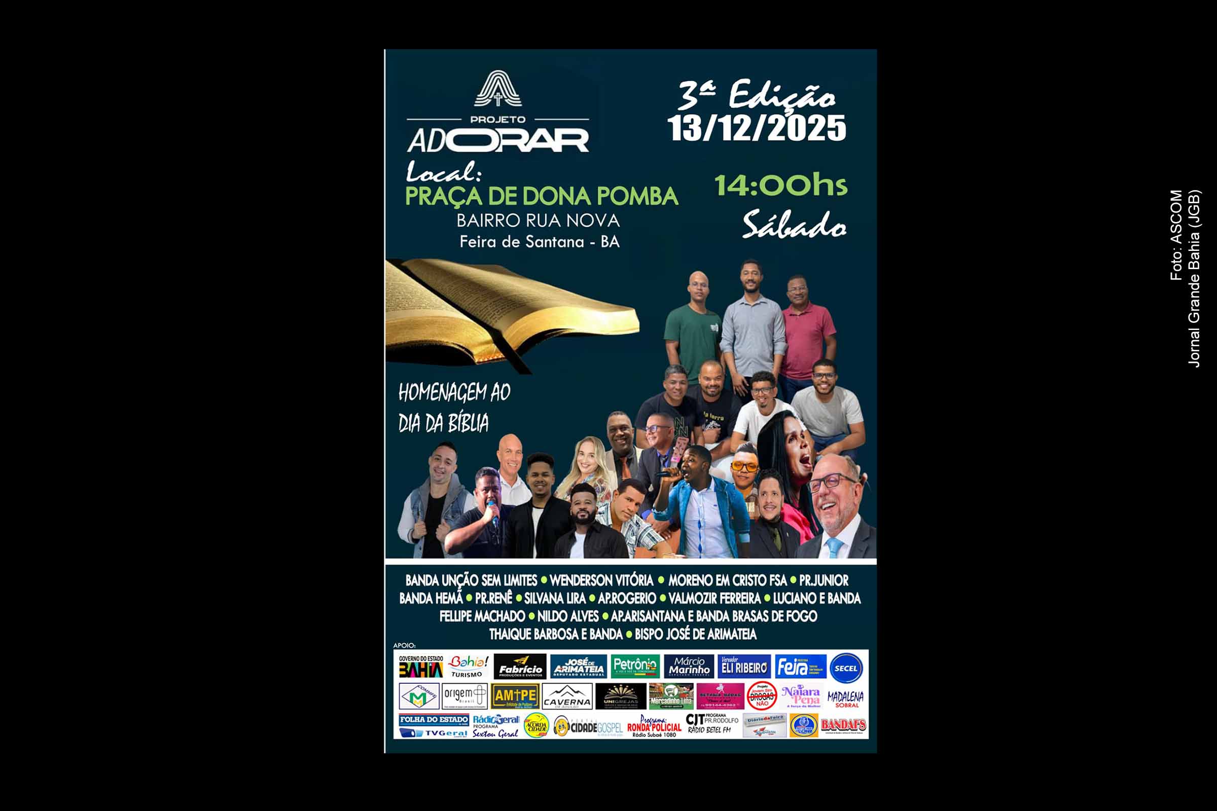 Projeto Adorar agenda realização da 3ª edição em Feira de Santana com homenagem ao Dia da Bíblia