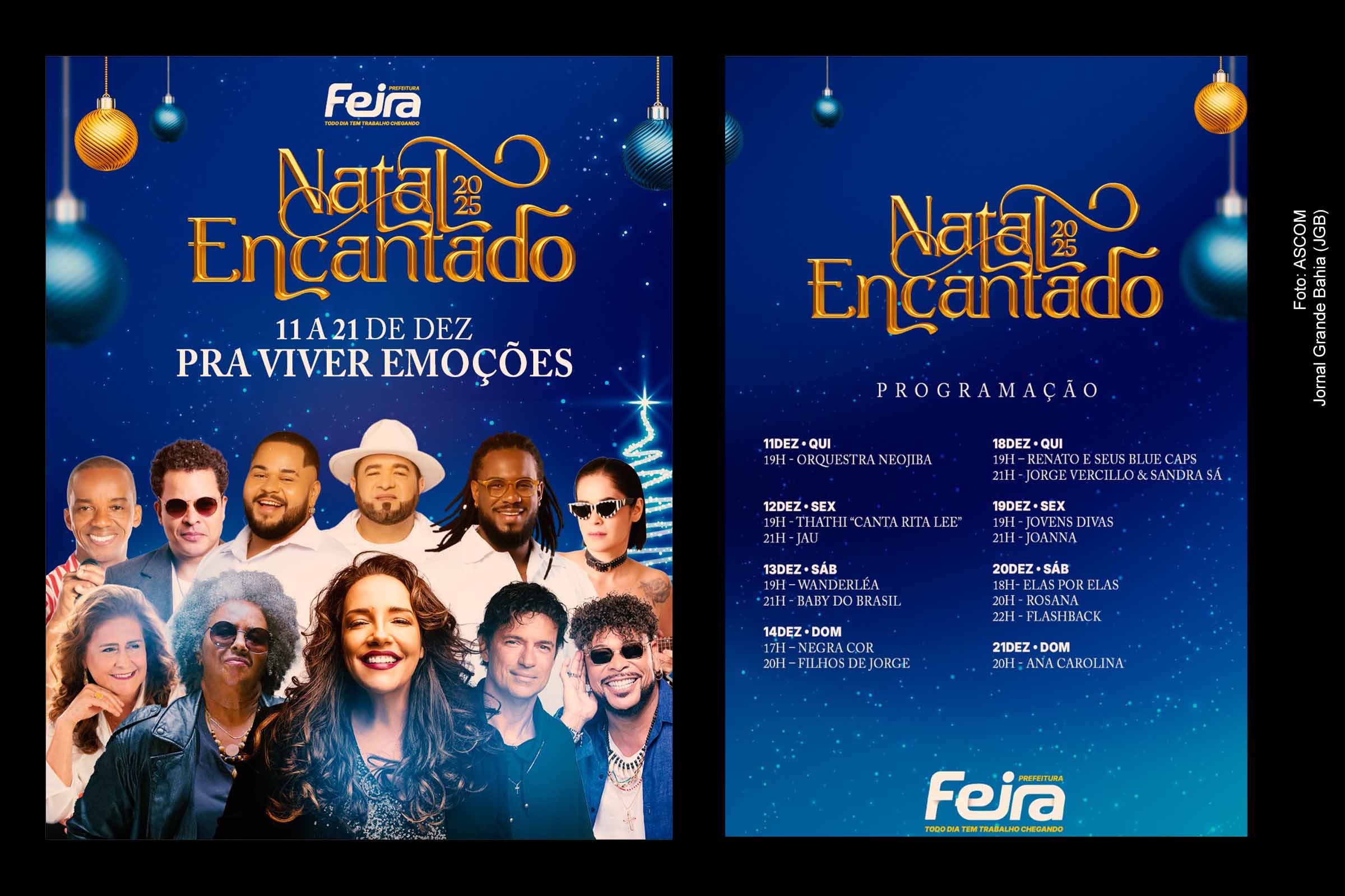 A Prefeitura de Feira de Santana lançou o Natal Encantado 2025, com programação entre 11 e 21 de dezembro de 2025 na Praça Padre Ovídio, reunindo atrações nacionais e locais. O formato foi ajustado para dois fins de semana, com foco familiar, iluminação reforçada e apoio financeiro da CETUR. O prefeito José Ronaldo destacou os impactos culturais, urbanos e econômicos do evento, que deve movimentar o comércio e fortalecer a tradição natalina da cidade.