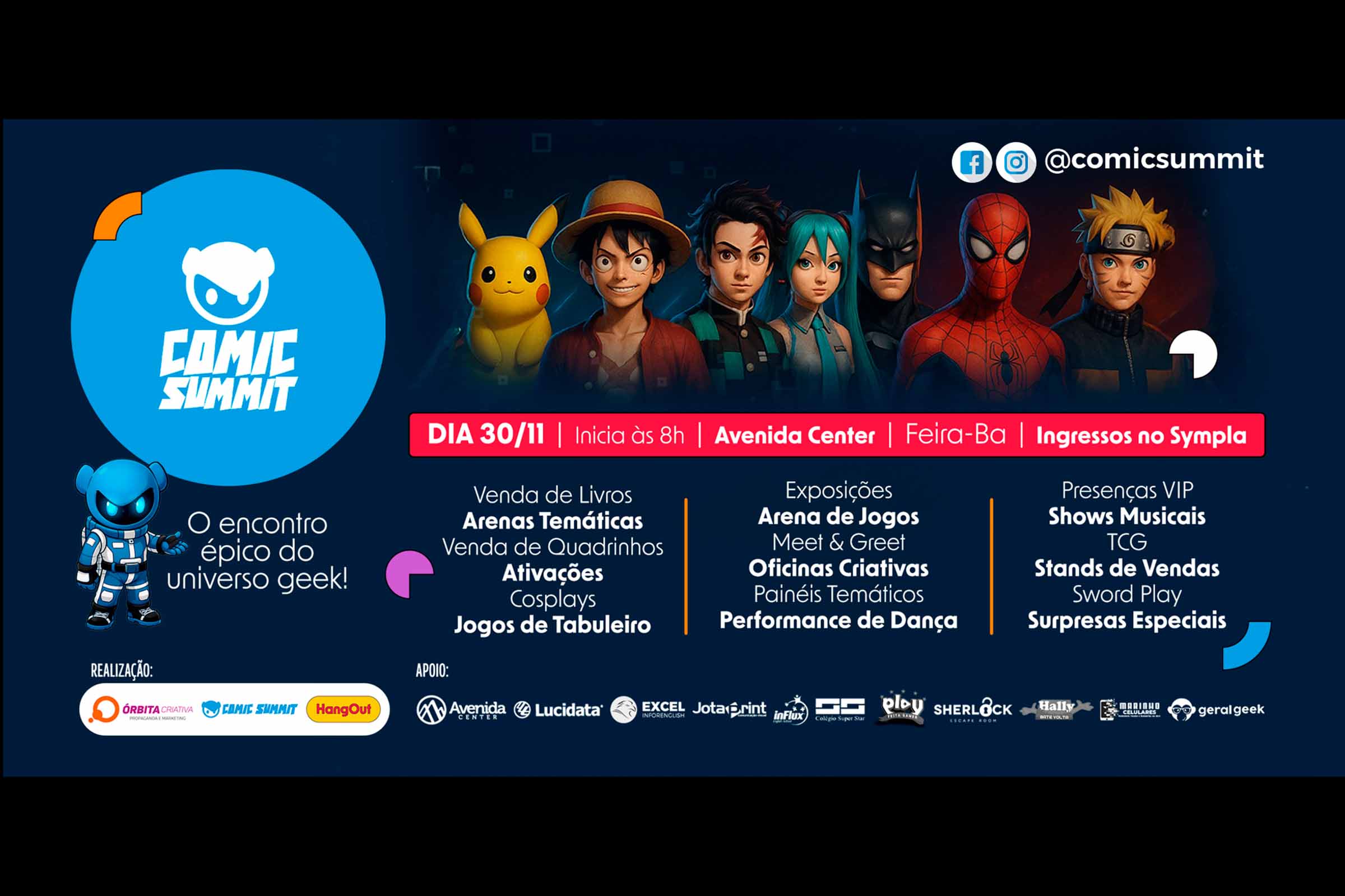 Comic Summit 2025 marca retorno histórico à Feira de Santana e celebra 10 anos de cultura geek na Bahia