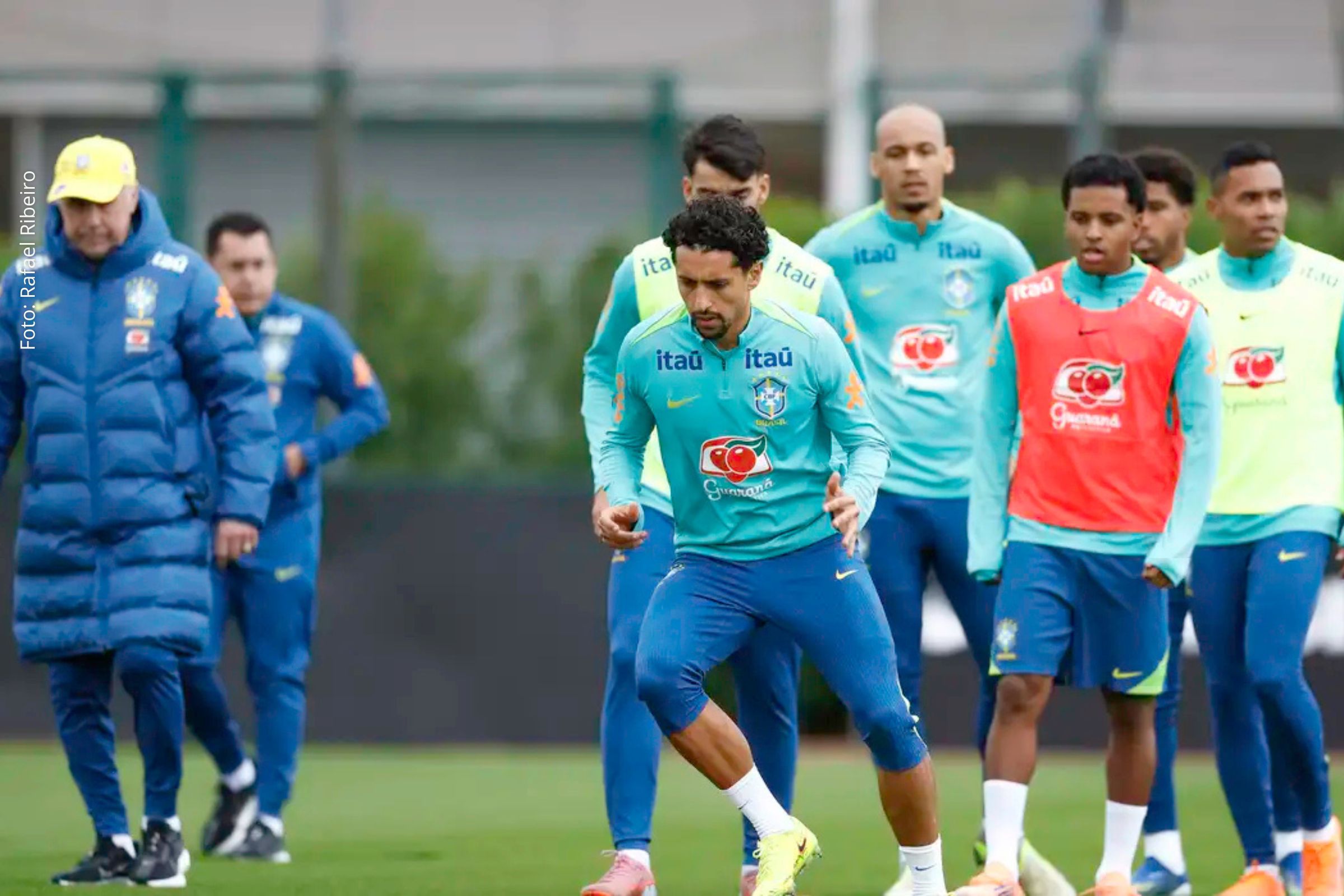 Carlo Ancelotti comanda treino completo da Seleção Brasileira em Londres antes dos amistosos contra Senegal e Tunísia