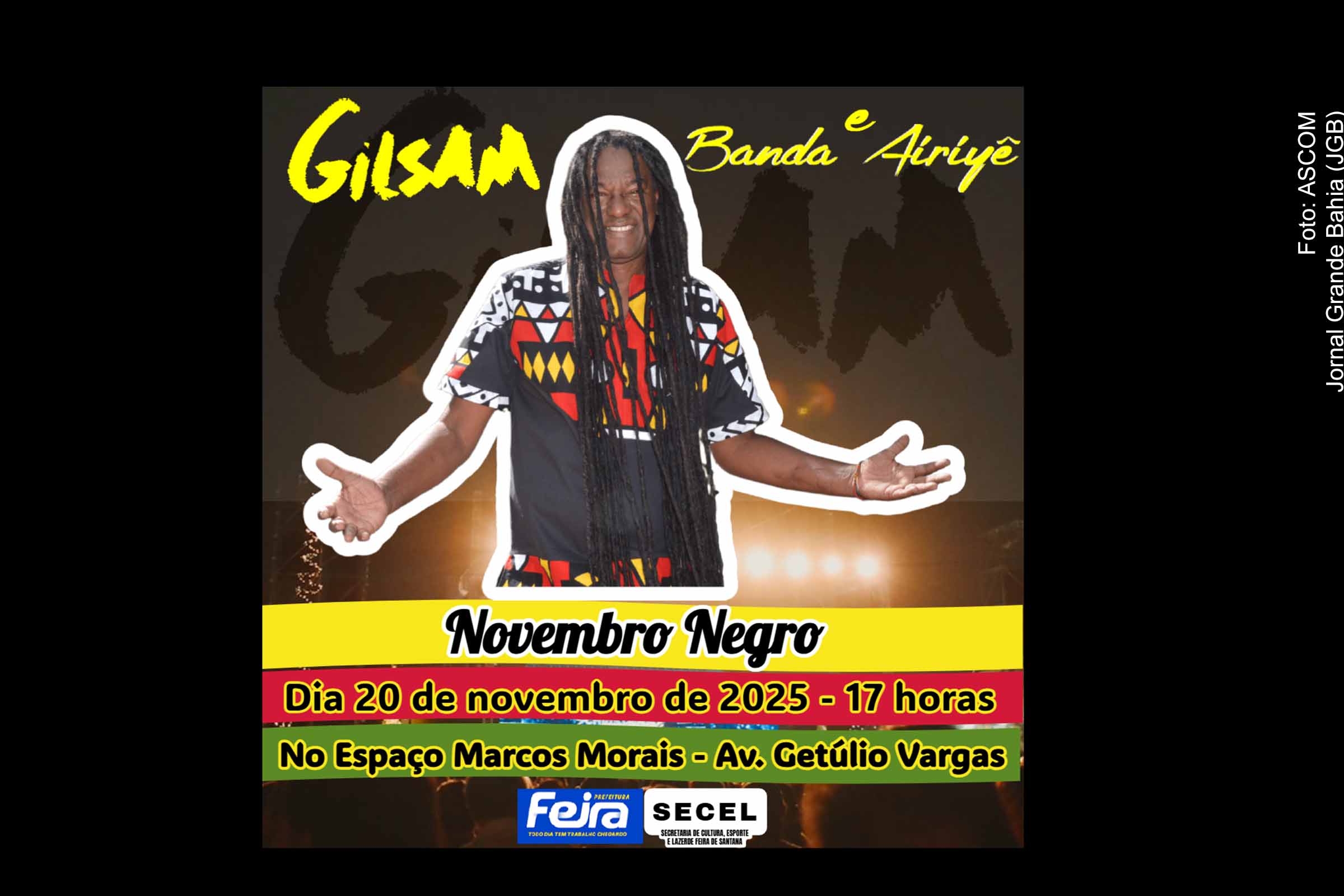 Show de Gilsam reúne público em Feira de Santana e marca celebração do Dia da Consciência Negra.