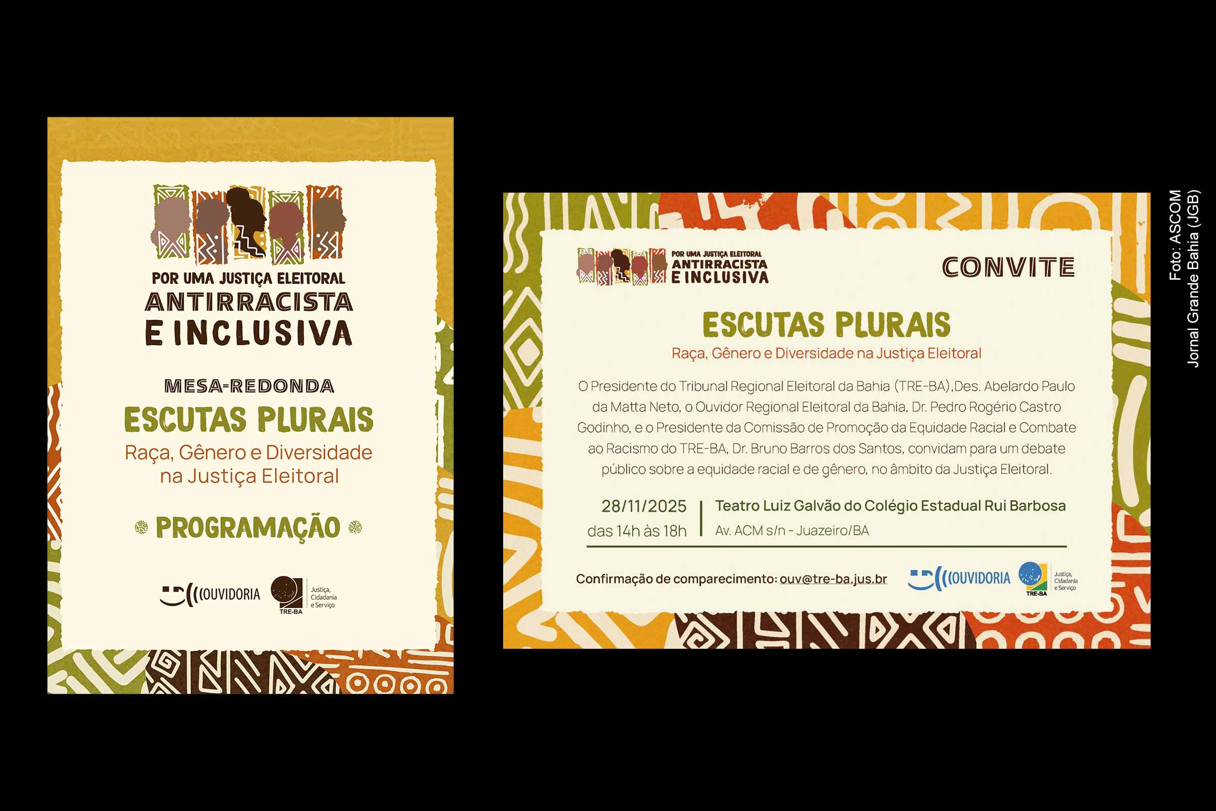 O TRE-BA promove nesta sexta-feira (28/11/2025), em Juazeiro, a mesa-redonda “Escutas Plurais”, dedicada ao debate sobre raça, gênero e diversidade na Justiça Eleitoral. O evento reúne magistrados, especialistas e representantes sociais, integrando o projeto Por uma Justiça Eleitoral Antirracista e Inclusiva. Com palestras, mesa de debates e cerimônia de homenagens, a iniciativa reforça ações de cidadania realizadas pelo Tribunal na região e prepara a audiência pública prevista para 2026.