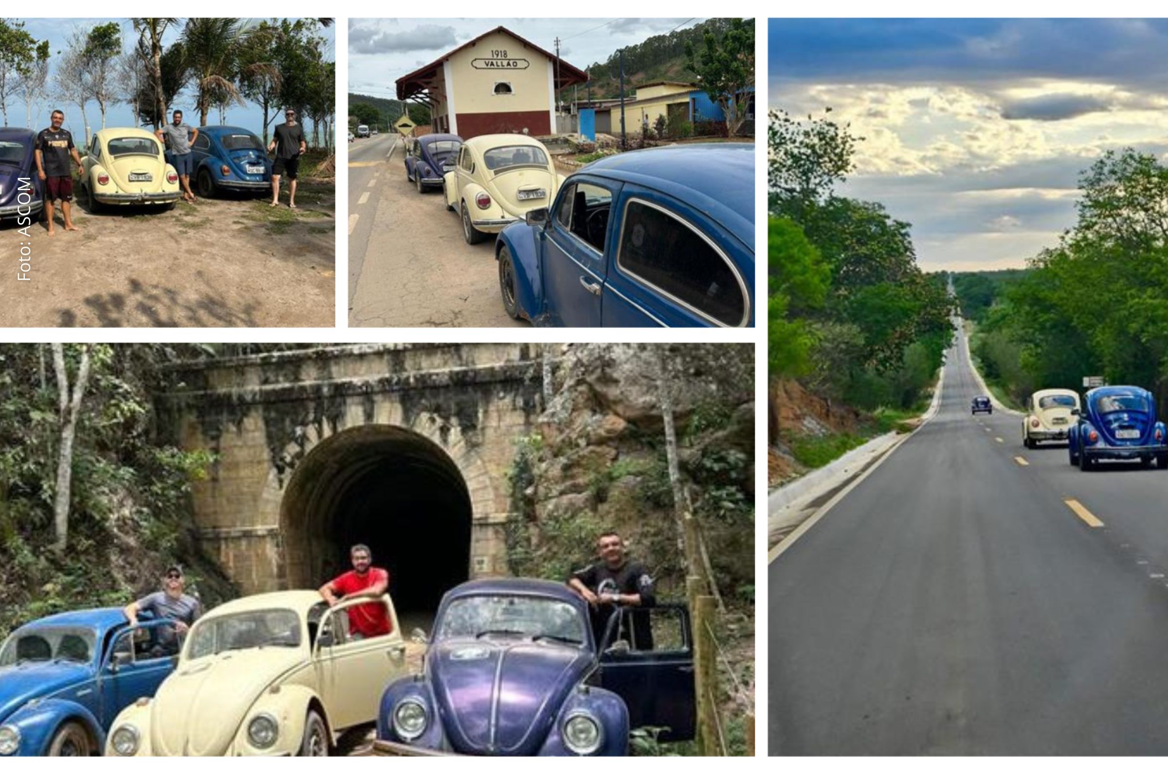 Três Fuscas percorrem rota histórica da Estrada de Ferro Bahia-Minas em homenagem à memória ferroviária