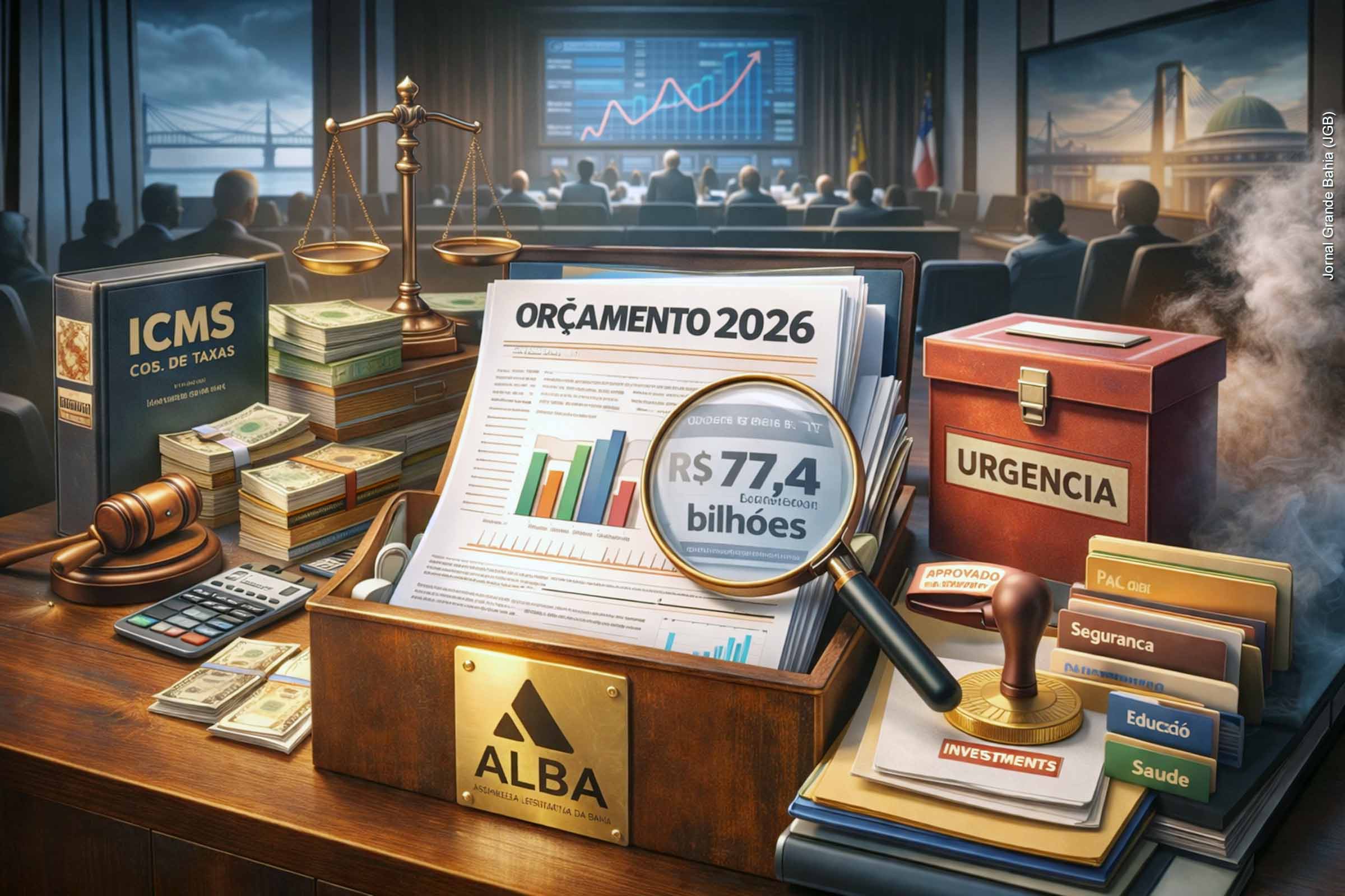 A ALBA encerrou às 6h50 de 17/12/2025 uma sessão iniciada em 16/12, aprovando urgências, mudanças na CTB, alterações em taxas, normas de incêndio e ajustes na LDO e LOA, com retomada marcada para 17h. No mesmo dia 16/12, CCJ e Comissão de Finanças aprovaram o parecer do PLOA 2026 (PL 25.975/2025), com Orçamento estimado em R$ 77,4 bilhões e emendas impositivas acima de R$ 650 milhões.