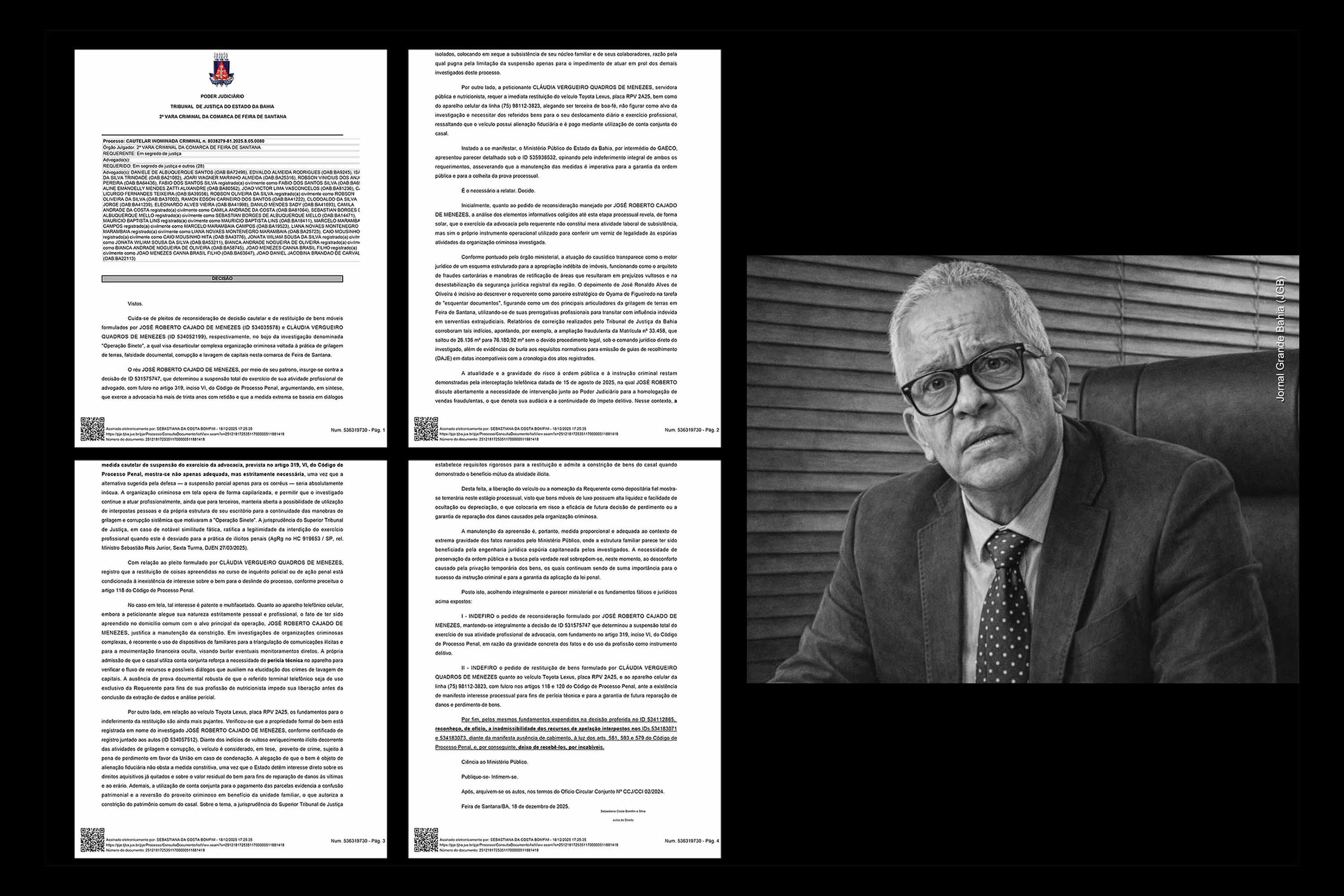 Exclusiva: Justiça mantém suspensão do advogado Roberto Cajado e nega devolução de bens na Operação Sinete, que apura grilagem de terras e corrupção em Feira de Santana