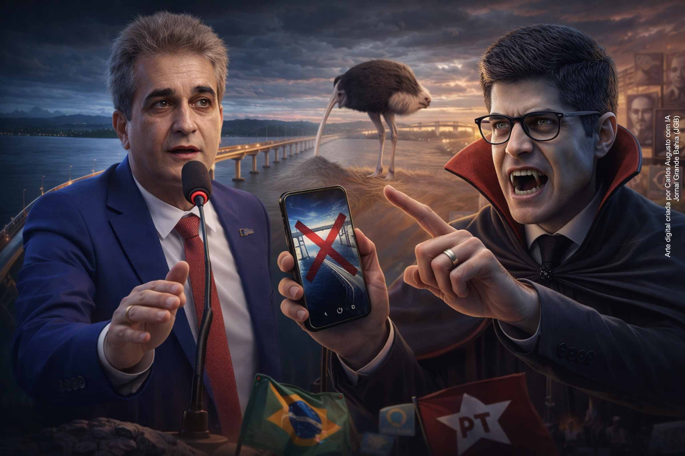 Deputado do PT acusa ACM Neto de torcer contra a ponte Salvador–Itaparica e o chama de “vampiro do futuro da Bahia”