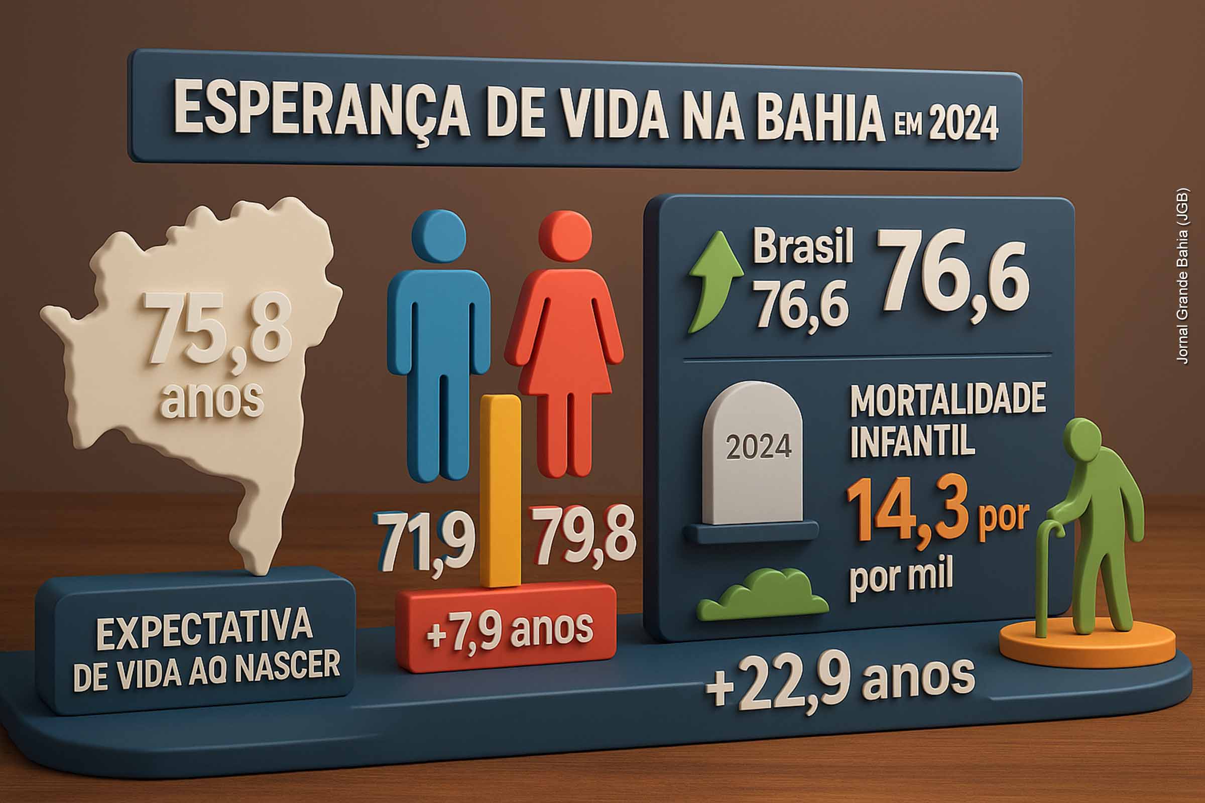 Esperança de vida na Bahia volta ao nível pré-pandemia e alcança 75,8 anos em 2024 após quatro anos de retração