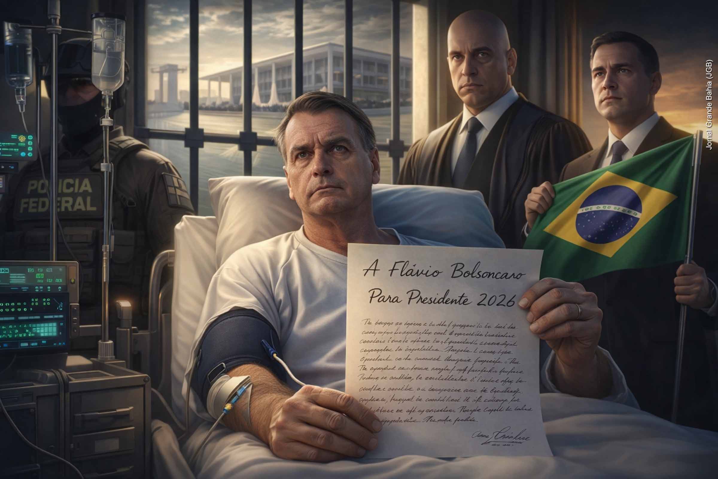 Jair Bolsonaro chega ao Hospital DF Star sob escolta da Polícia Federal para cirurgia de hérnia, após autorização do STF, em meio a desdobramentos políticos e familiares.