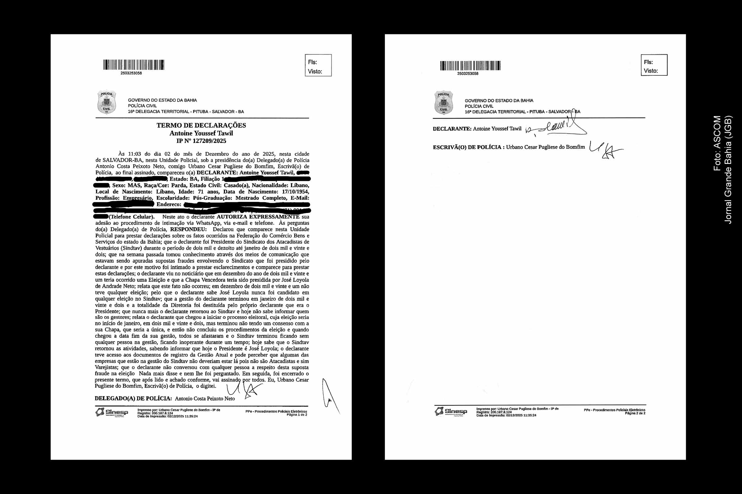 Depoimento de ex-presidente do Sindtav contradiz versão da Fecomércio-BA e amplia questionamentos sobre possível fraude eleitoral