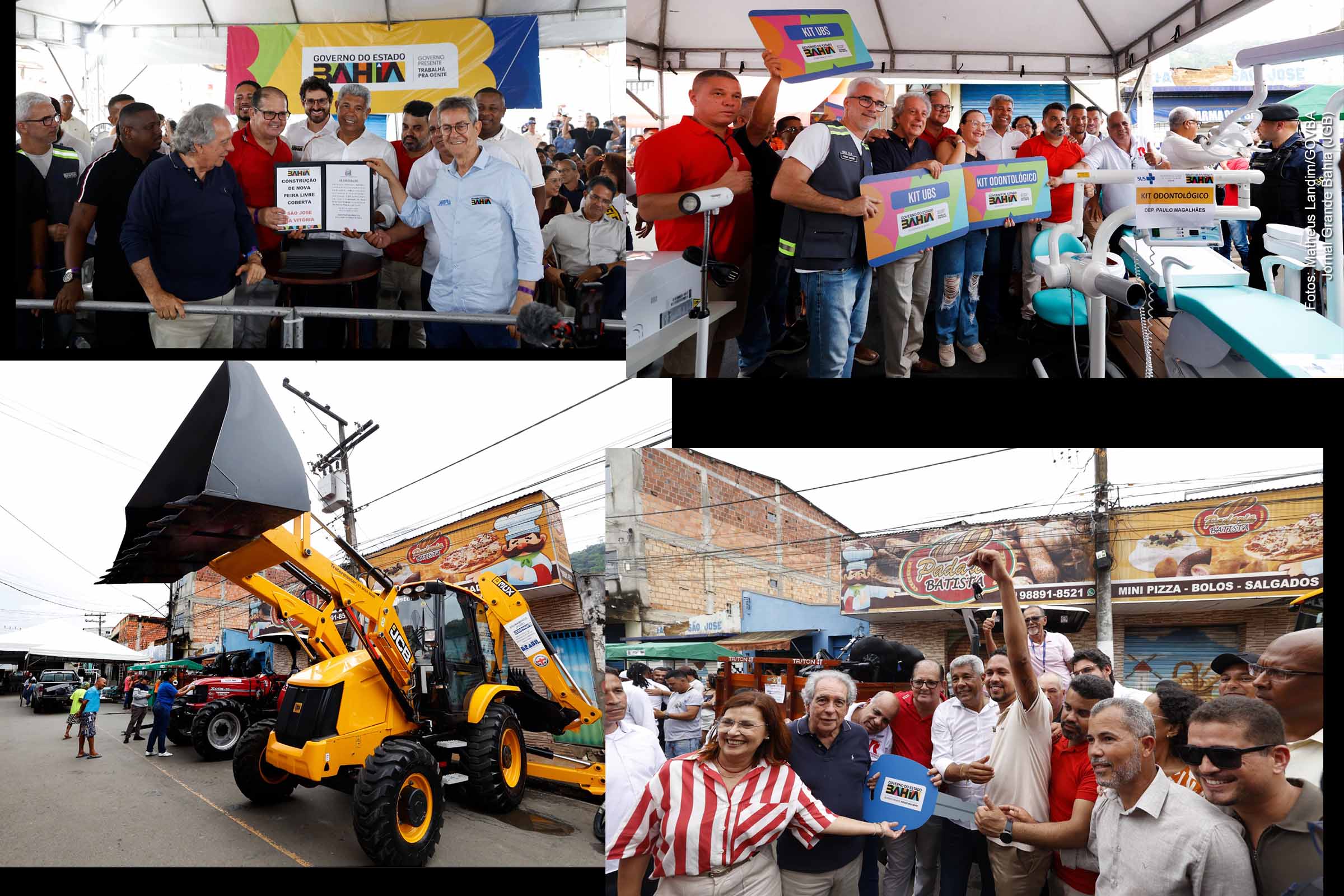 O governador Jerônimo Rodrigues anunciou e entregou investimentos superiores a R$ 2 milhões em saúde, agricultura, infraestrutura e desenvolvimento econômico em São José da Vitória, no sábado (06/12/2025). Equipamentos foram destinados à rede municipal, incluindo trator, retroescavadeira e kits odontológicos. O pacote inclui também projetos para Feira Livre Coberta, revitalização da represa, abastecimento de água em Mutuns e fortalecimento de fanfarras escolares.