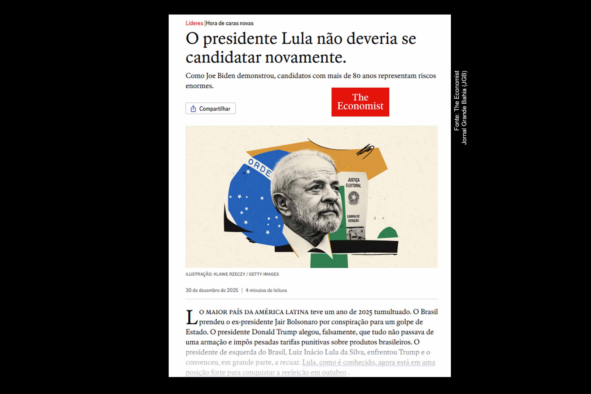 O presidente Lula não deveria se candidatar novamente. Como Joe Biden demonstrou, candidatos com mais de 80 anos representam riscos enormes.
